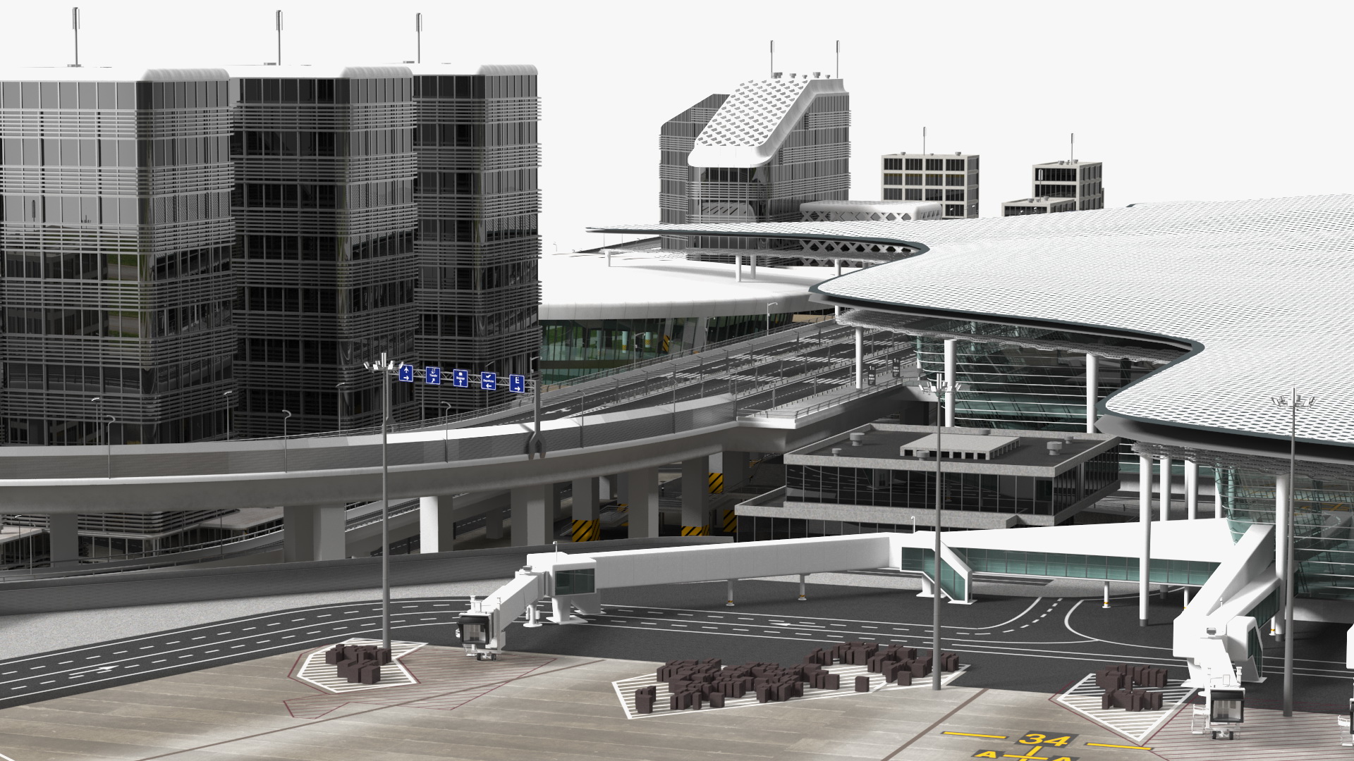 3D Airport Infrastructure With Aircraft
