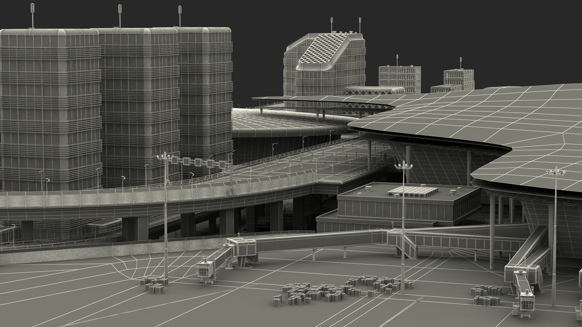 3D Airport Infrastructure With Aircraft