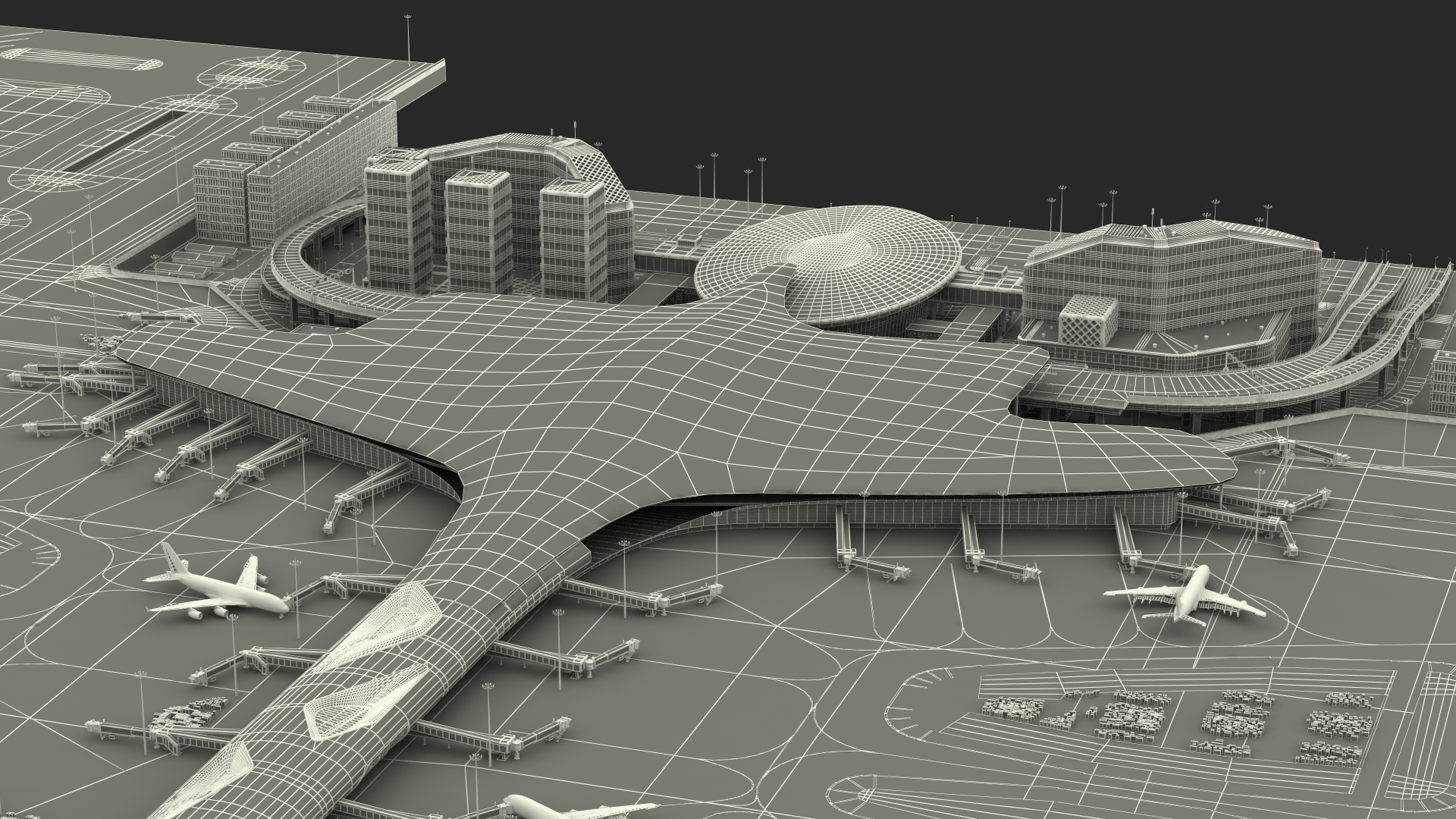 3D Airport Infrastructure With Aircraft
