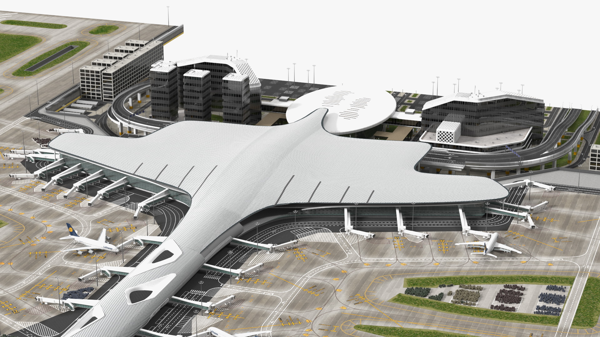 3D Airport Infrastructure With Aircraft