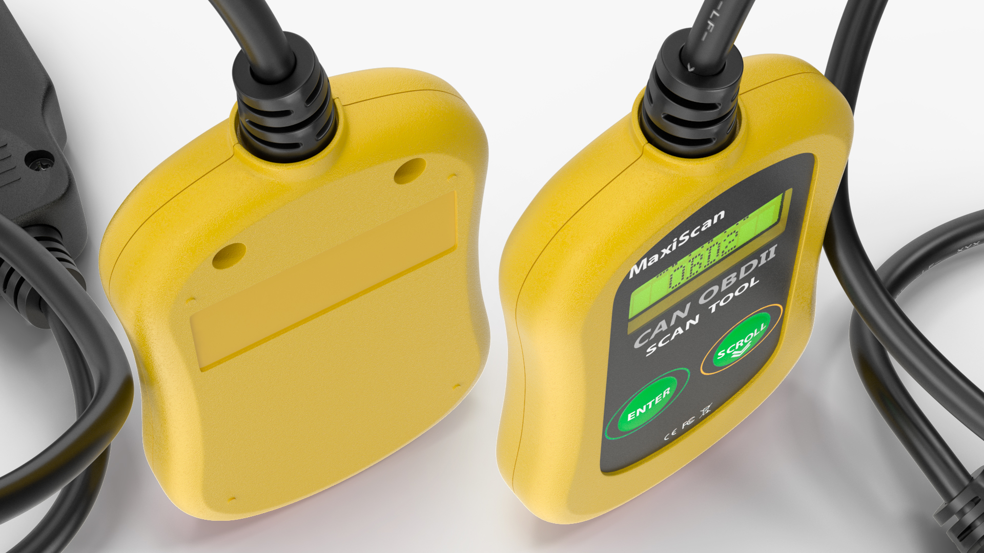 3D OBD2 Code Reader Yellow Vertical Position