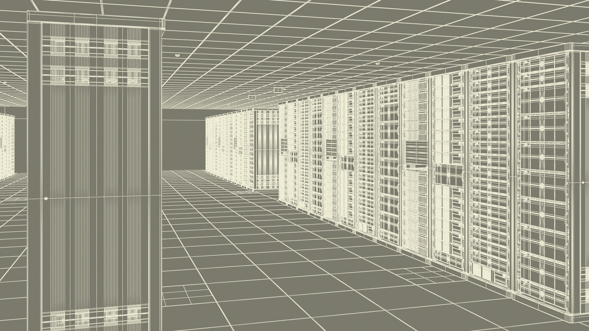 3D model Server Room No Light