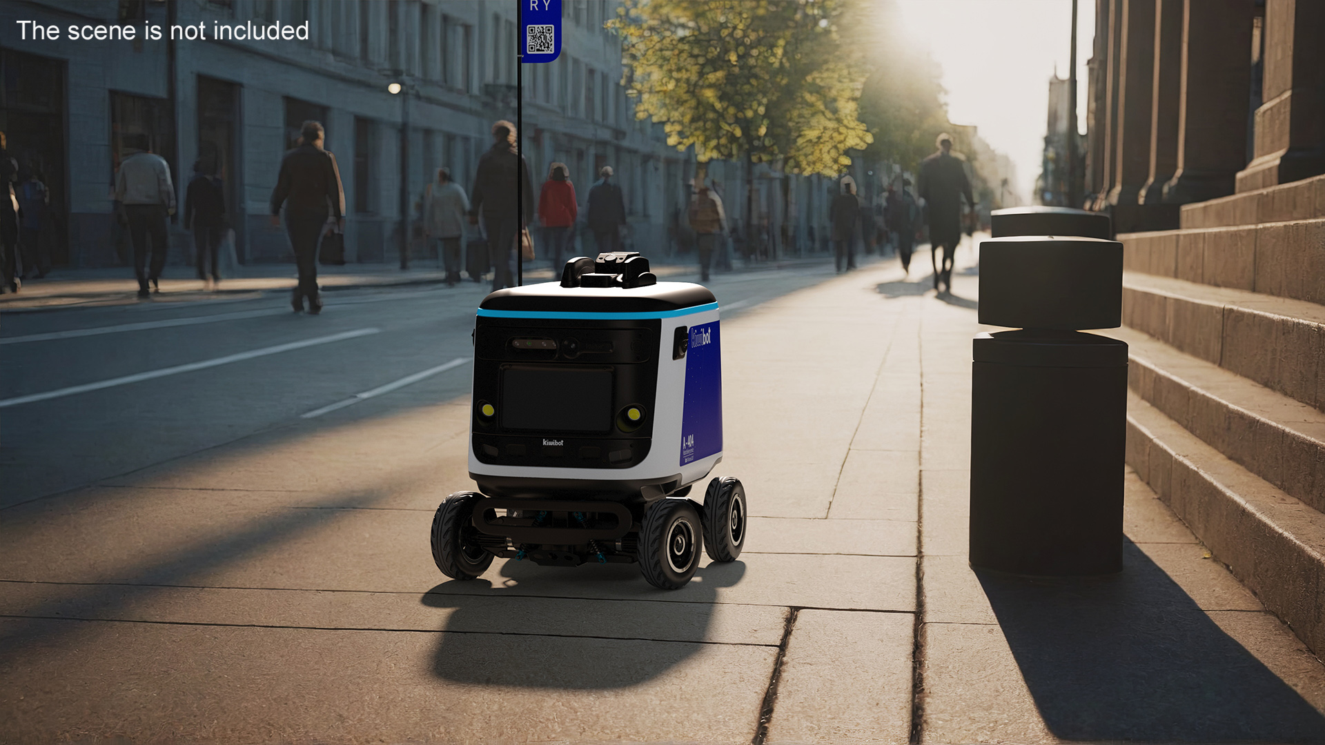 Powered Off Delivery Robot Kiwibot Blue 3D model