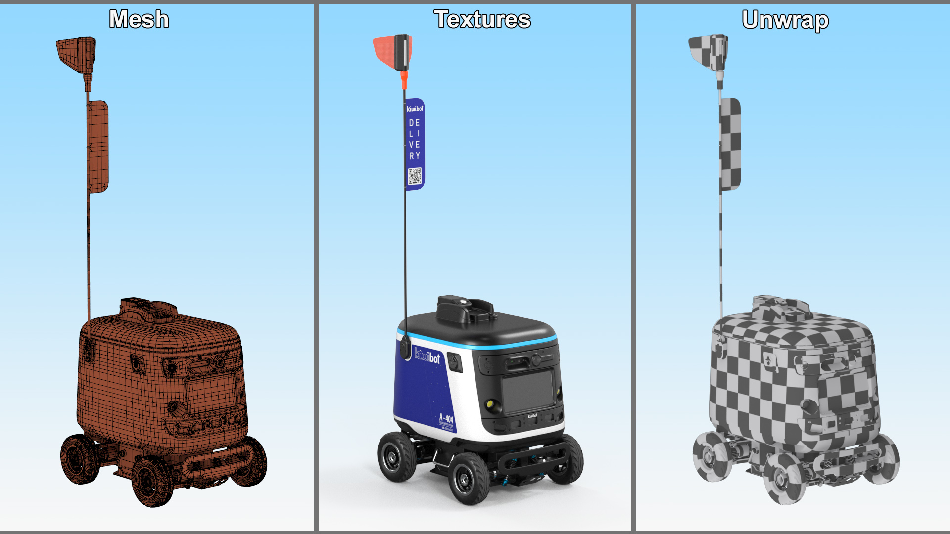 Powered Off Delivery Robot Kiwibot Blue 3D model