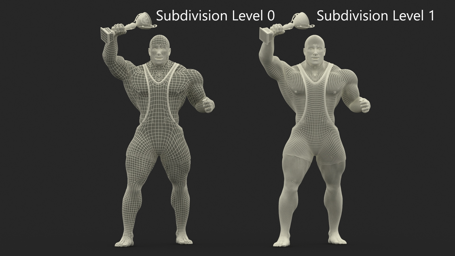 3D Bodybuilder and Trophy Cup in Reebok Red Singlet model