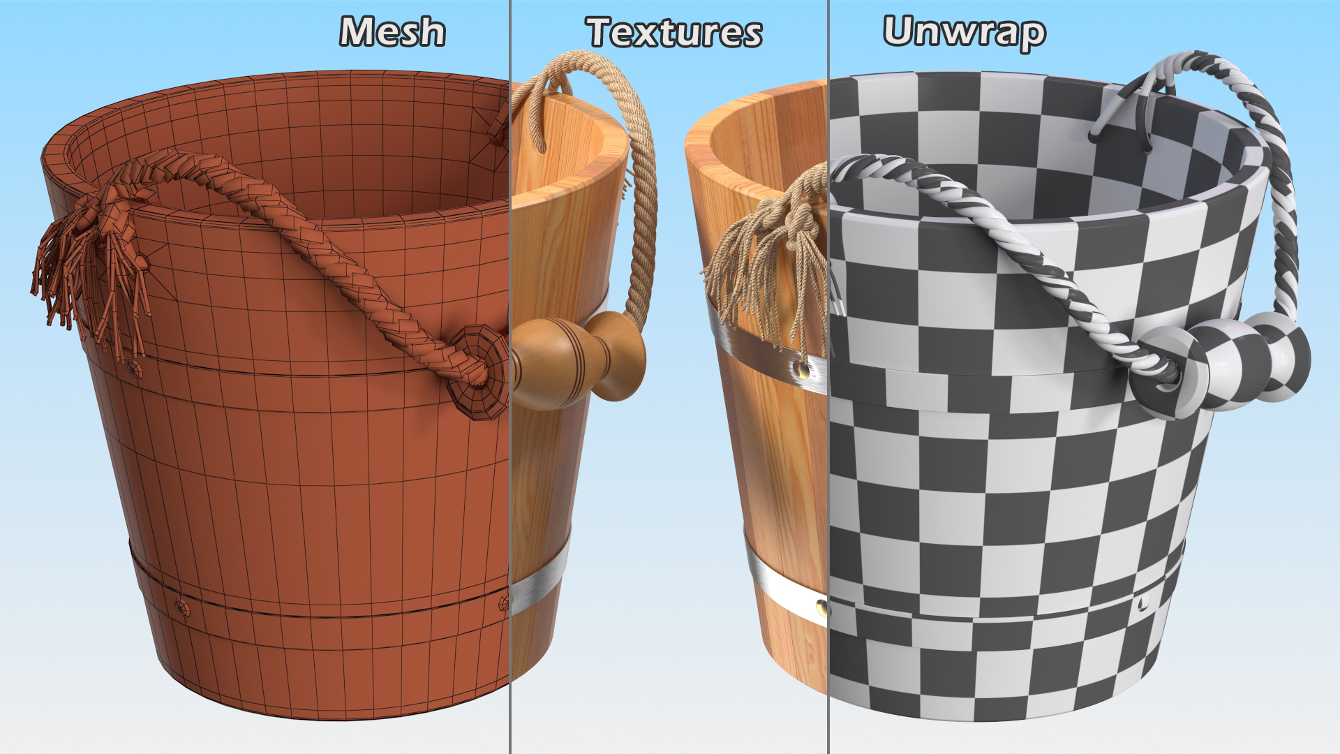Wooden Sauna Bucket 3D model