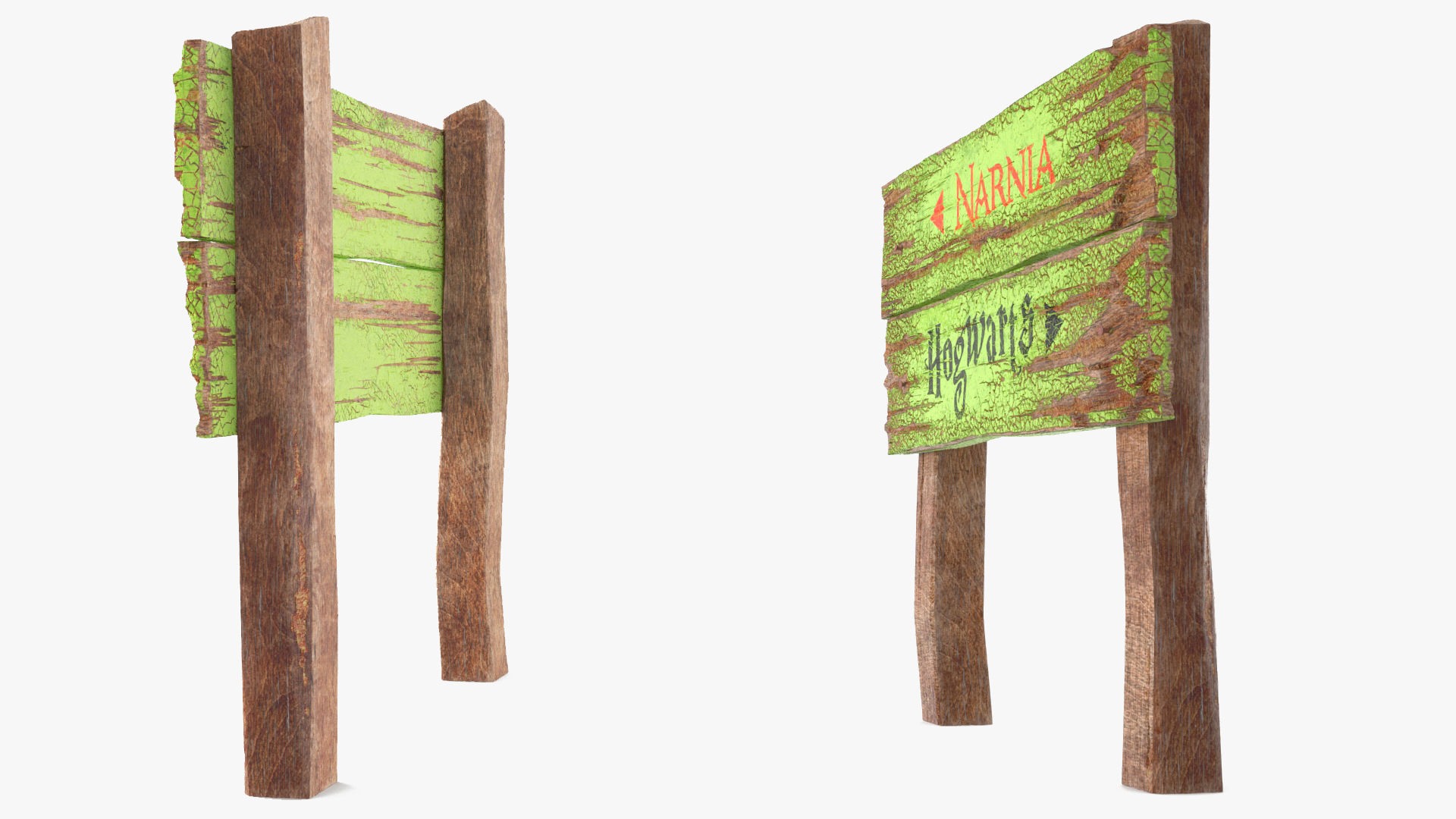 Aged Rustic Wooden Signpost 3D