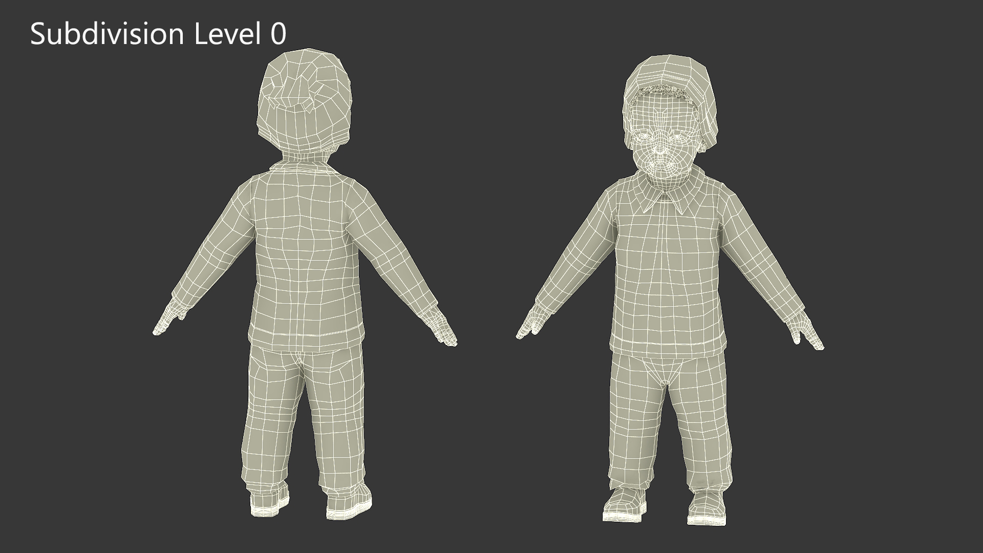 3D Little Black Boy Light Skin Autumn Clothes Rigged for Cinema 4D model