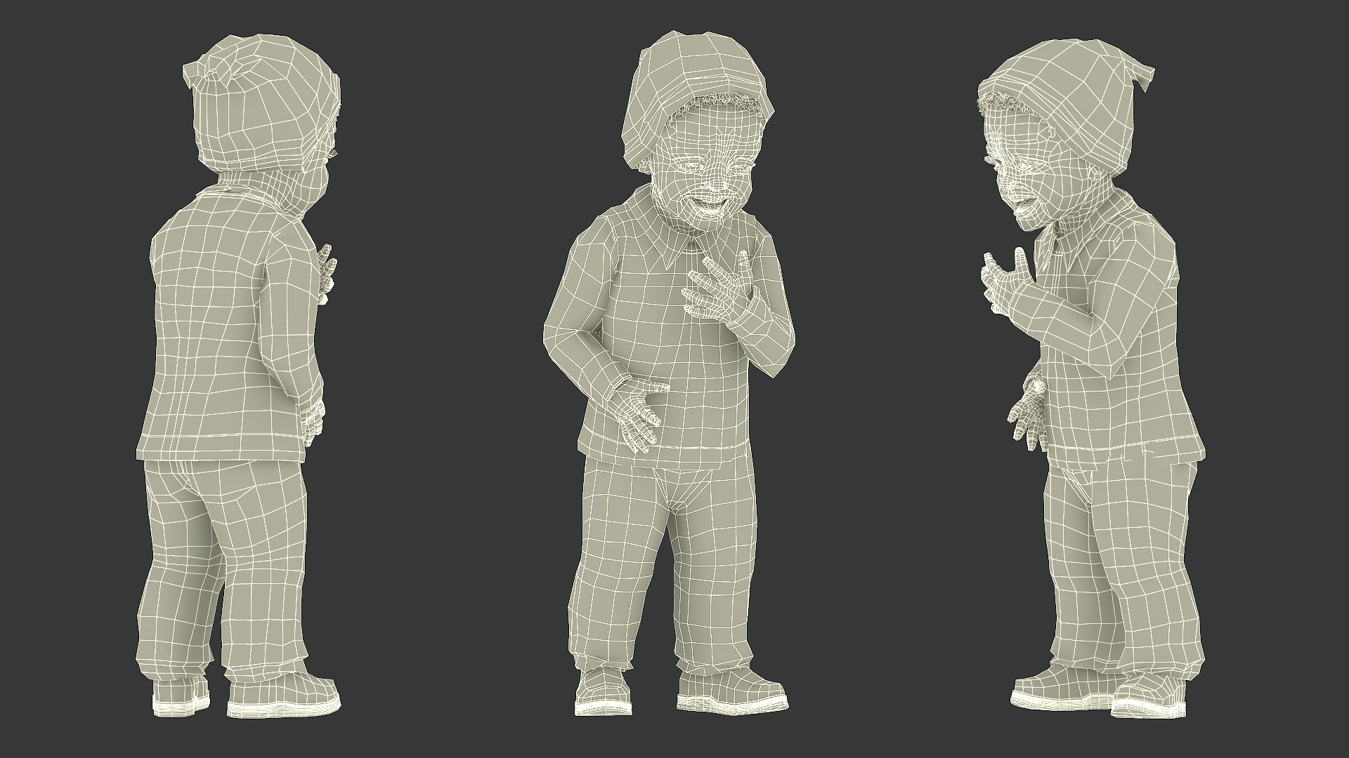 3D Little Black Boy Light Skin Autumn Clothes Rigged for Cinema 4D model