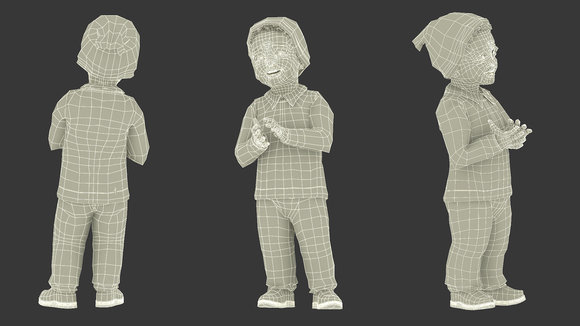 3D Little Black Boy Light Skin Autumn Clothes Rigged for Cinema 4D model