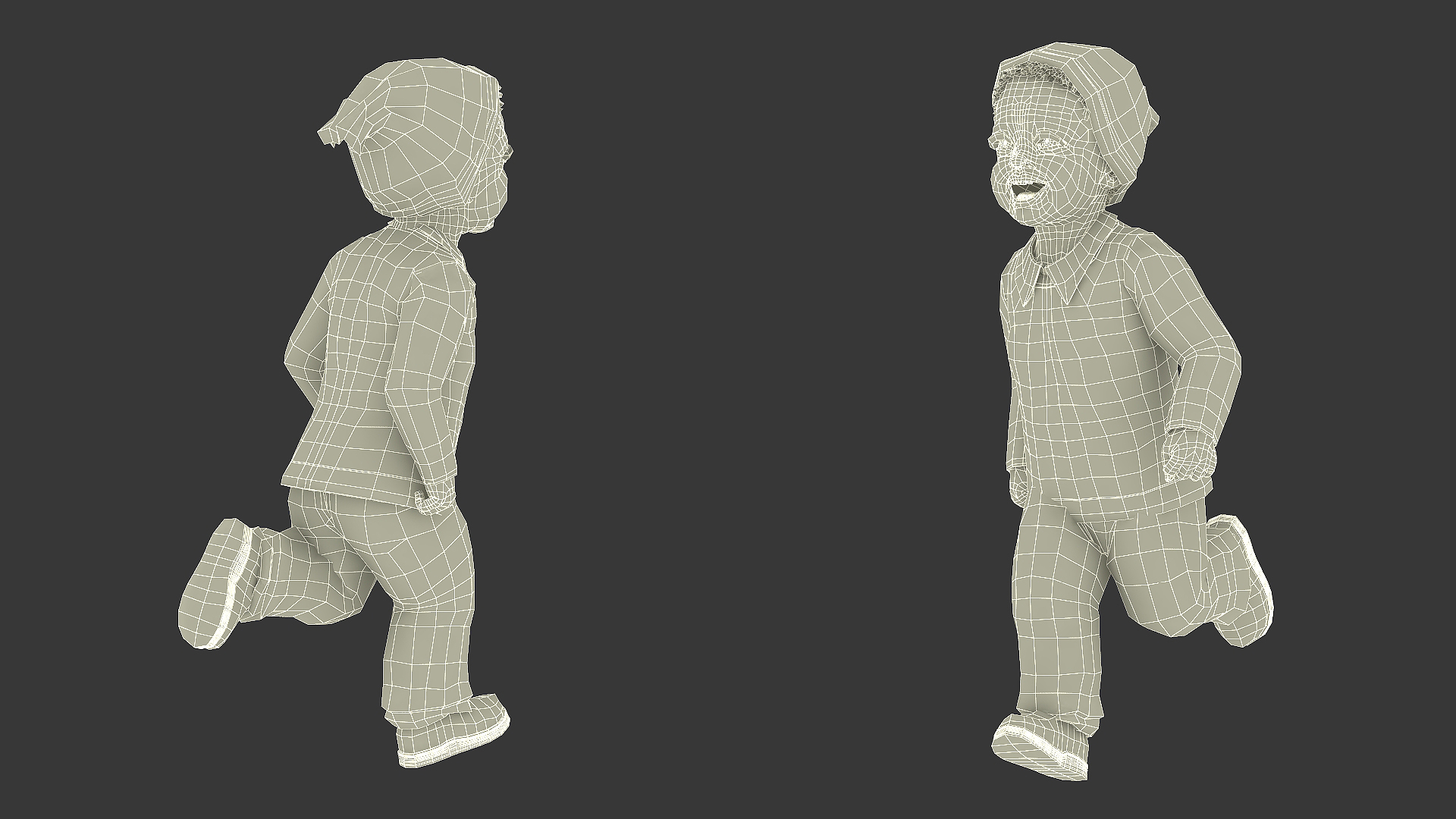 3D Little Black Boy Light Skin Autumn Clothes Rigged for Cinema 4D model
