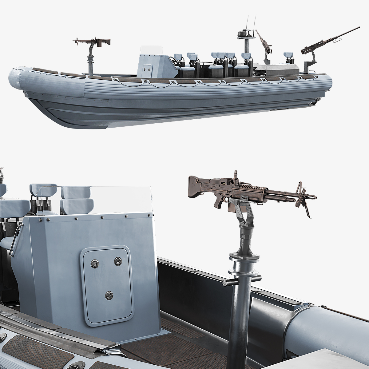 Military Patrol Boat with Machine Guns