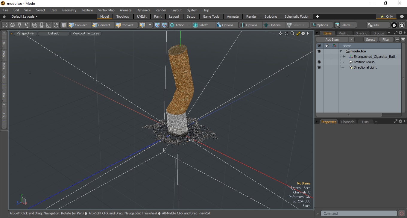 Extinguished Cigarette Butt 3D