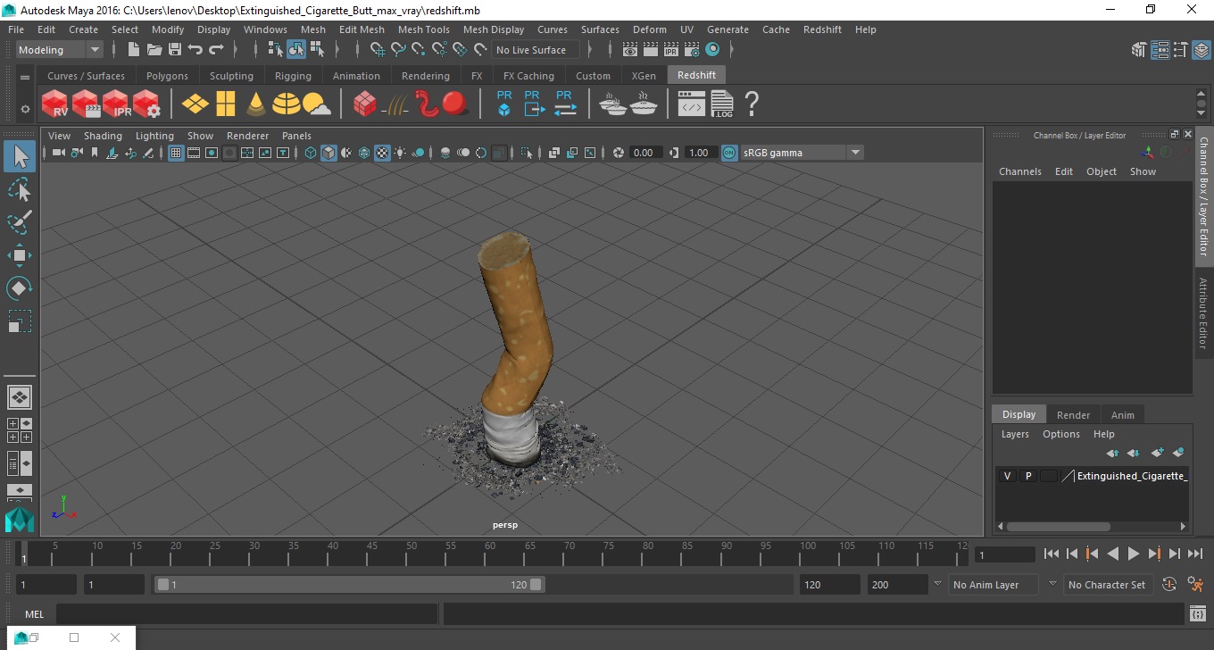 Extinguished Cigarette Butt 3D