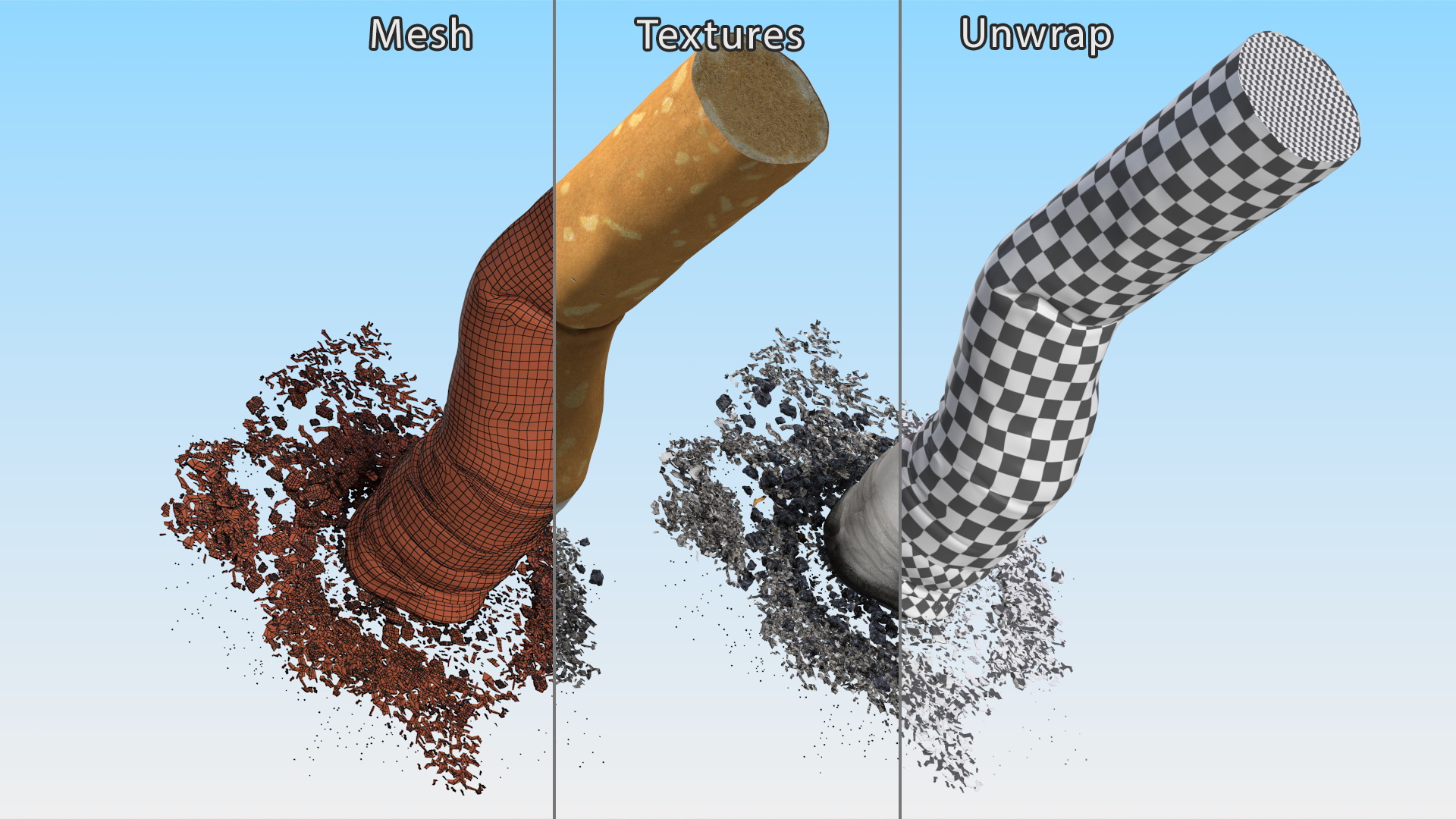 Extinguished Cigarette Butt 3D