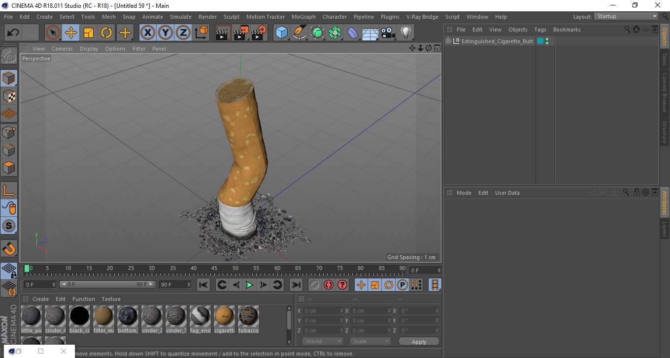 Extinguished Cigarette Butt 3D