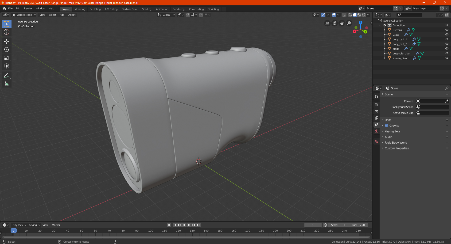 3D Golf Laser Range Finder model