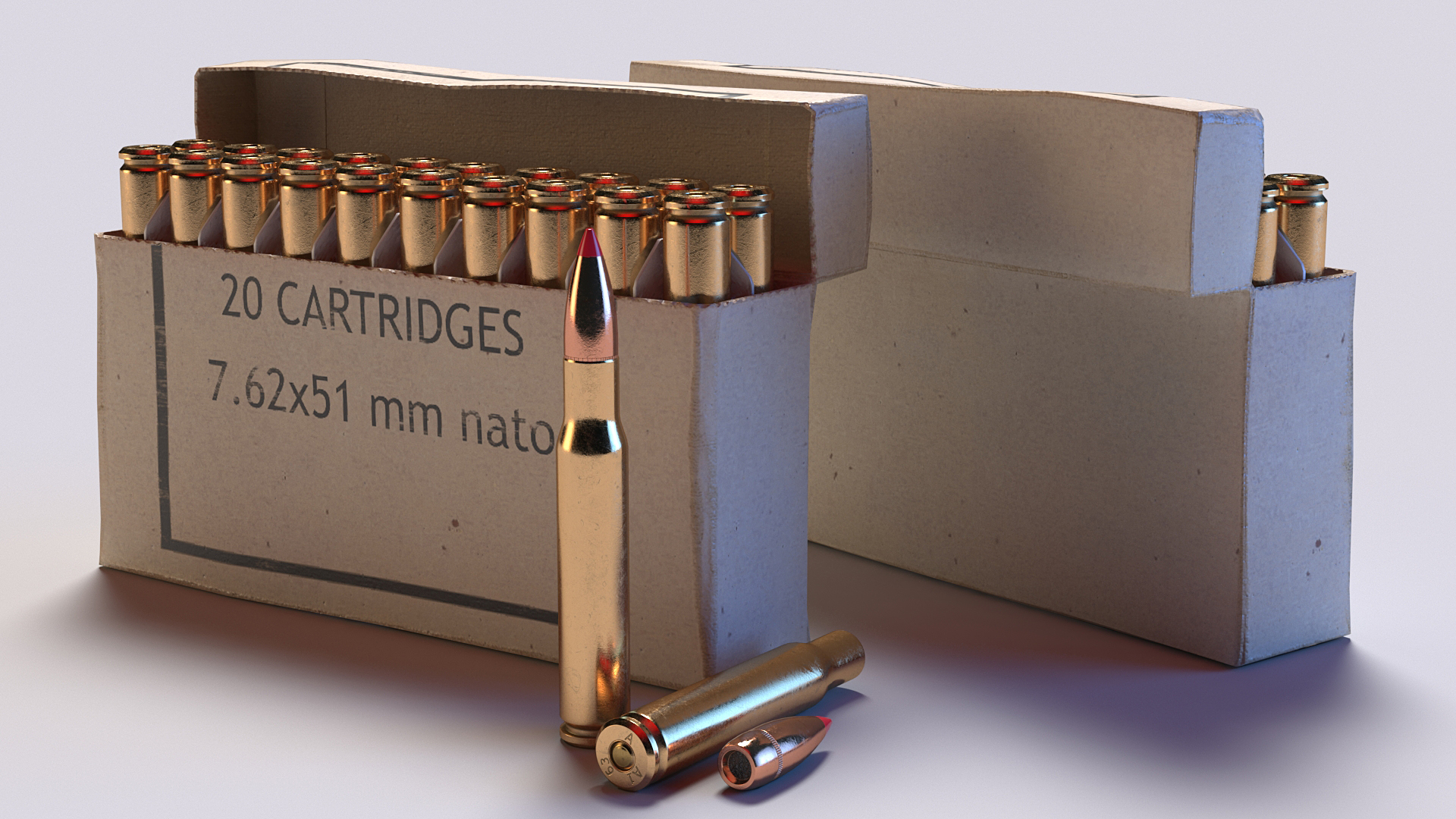 3D Box of 7_62x51mm NATO Rounds model