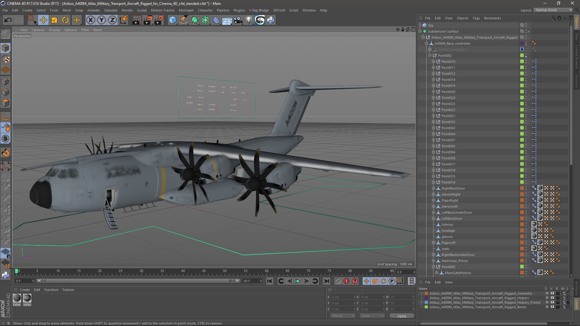 Airbus A400M Atlas Military Transport Aircraft Rigged for Cinema 4D 3D