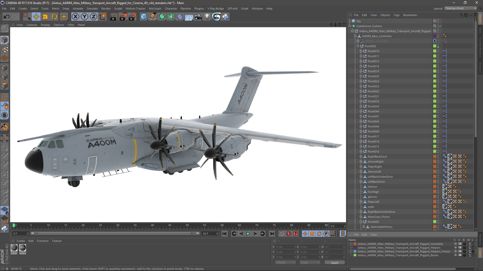 Airbus A400M Atlas Military Transport Aircraft Rigged for Cinema 4D 3D