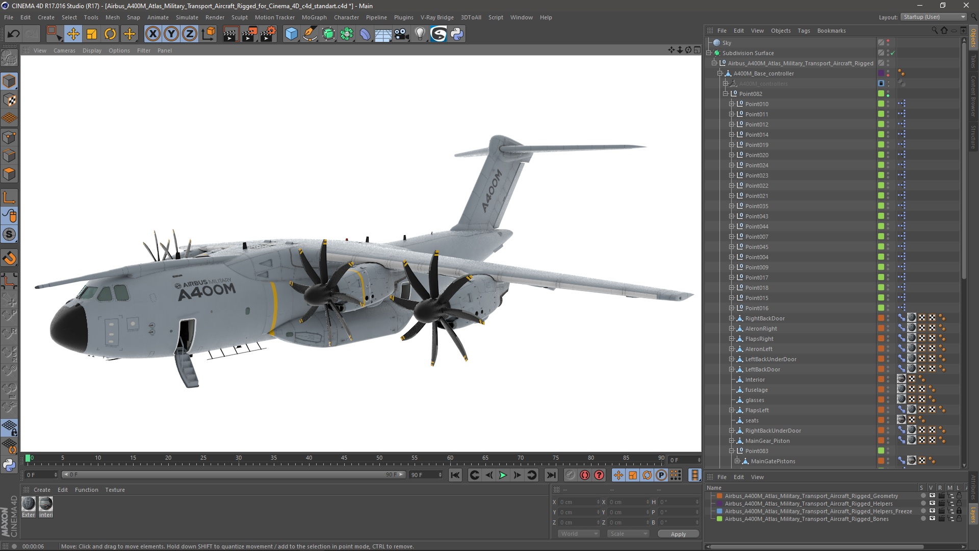 Airbus A400M Atlas Military Transport Aircraft Rigged for Cinema 4D 3D