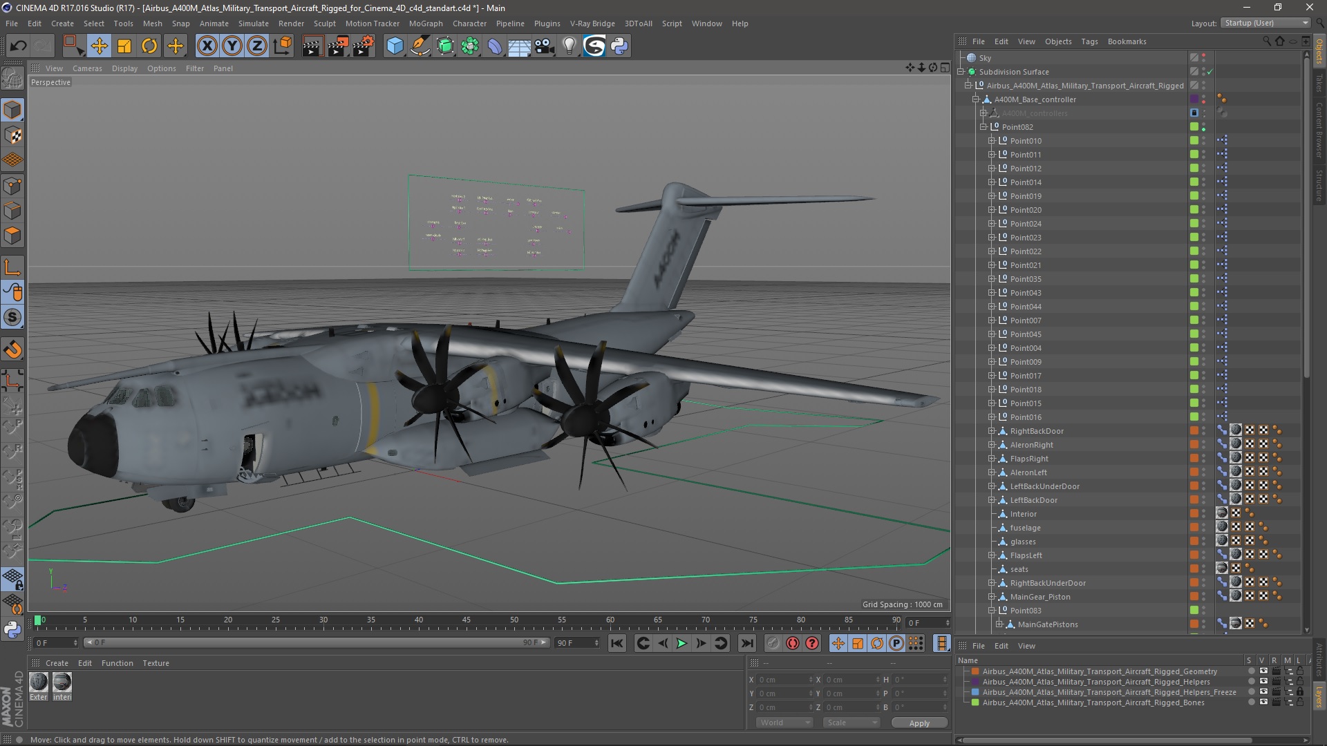 Airbus A400M Atlas Military Transport Aircraft Rigged for Cinema 4D 3D