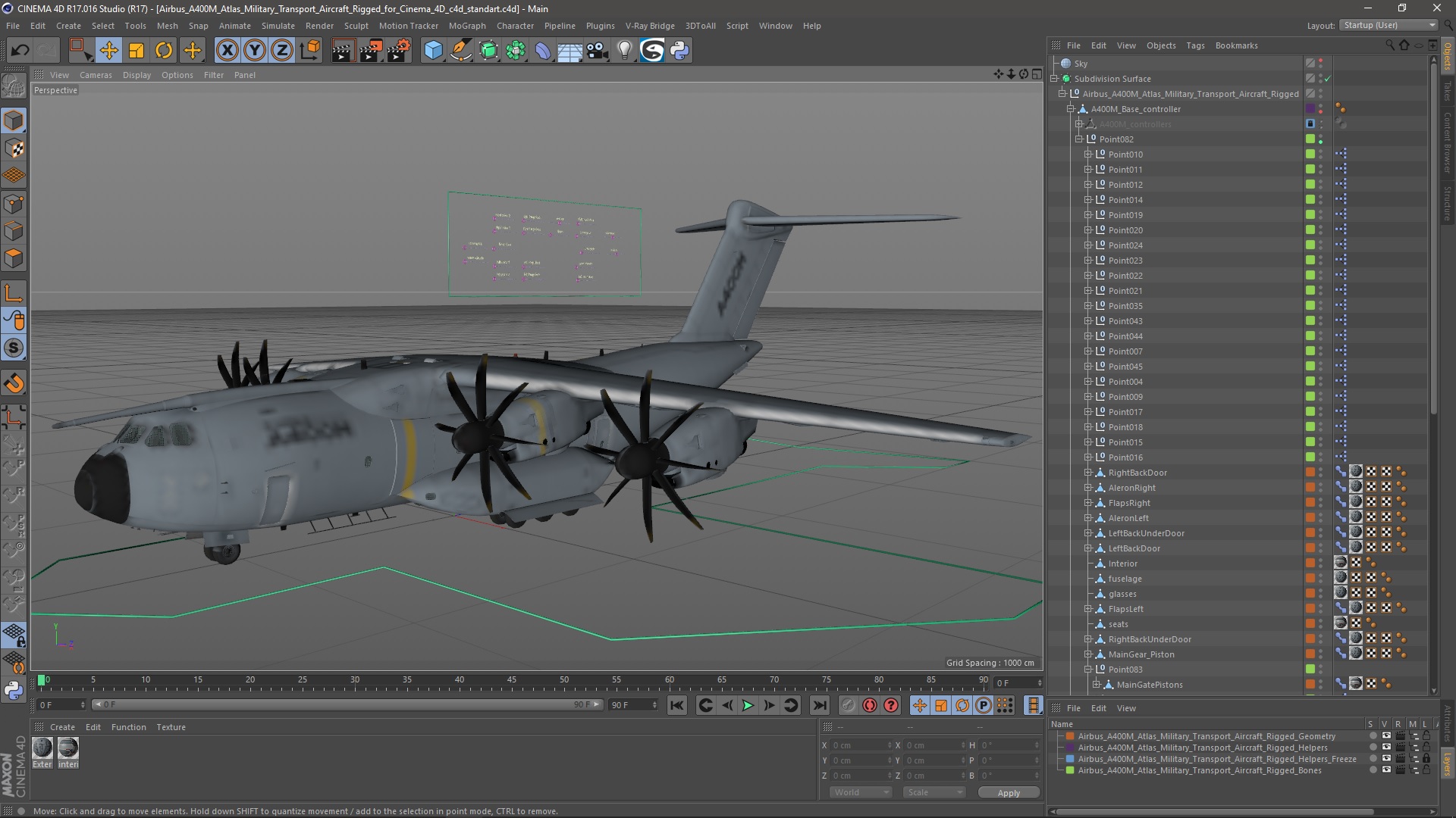 Airbus A400M Atlas Military Transport Aircraft Rigged for Cinema 4D 3D