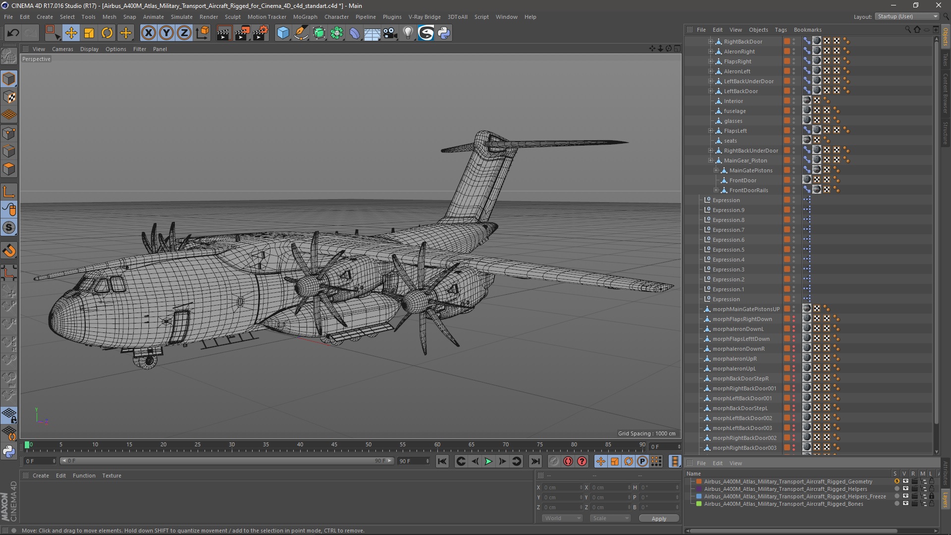 Airbus A400M Atlas Military Transport Aircraft Rigged for Cinema 4D 3D