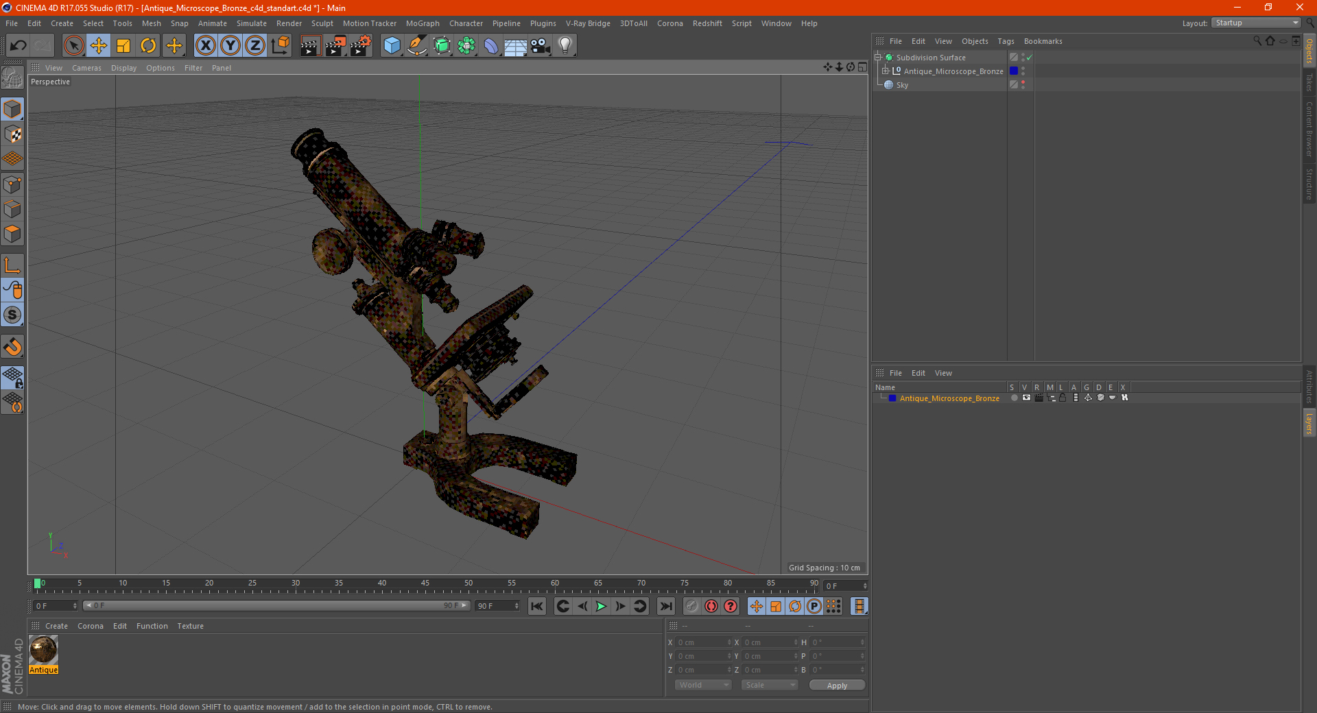 3D model Antique Microscope Bronze
