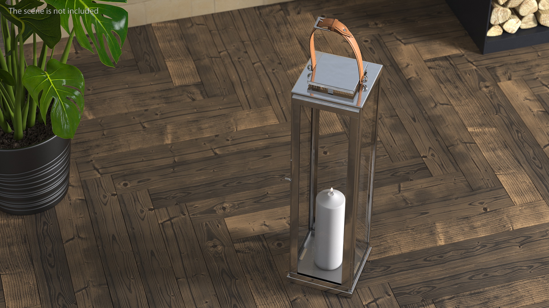 Glass and Metal Candle Lantern Set 3D model