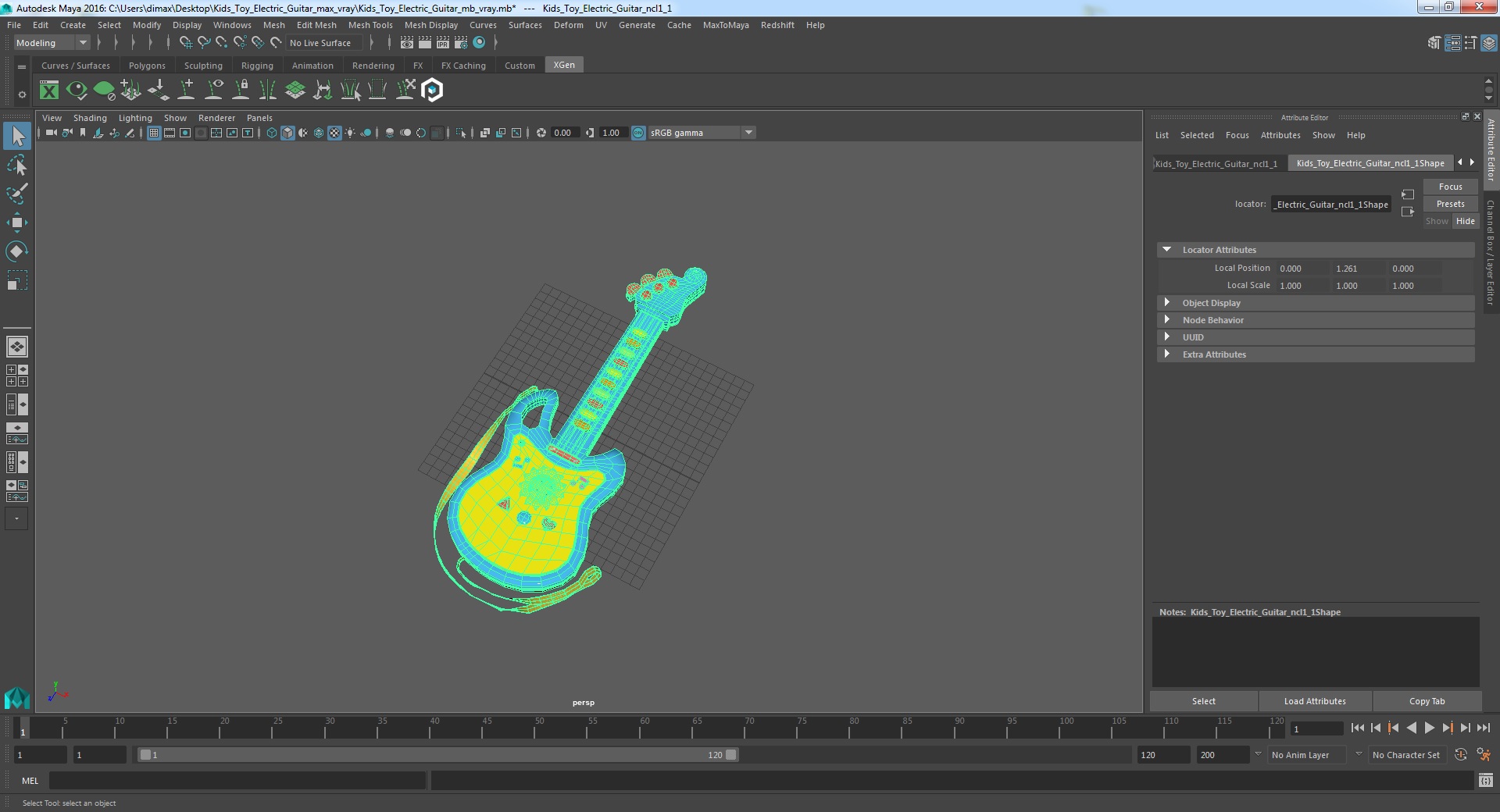 Kids Toy Electric Guitar 3D model