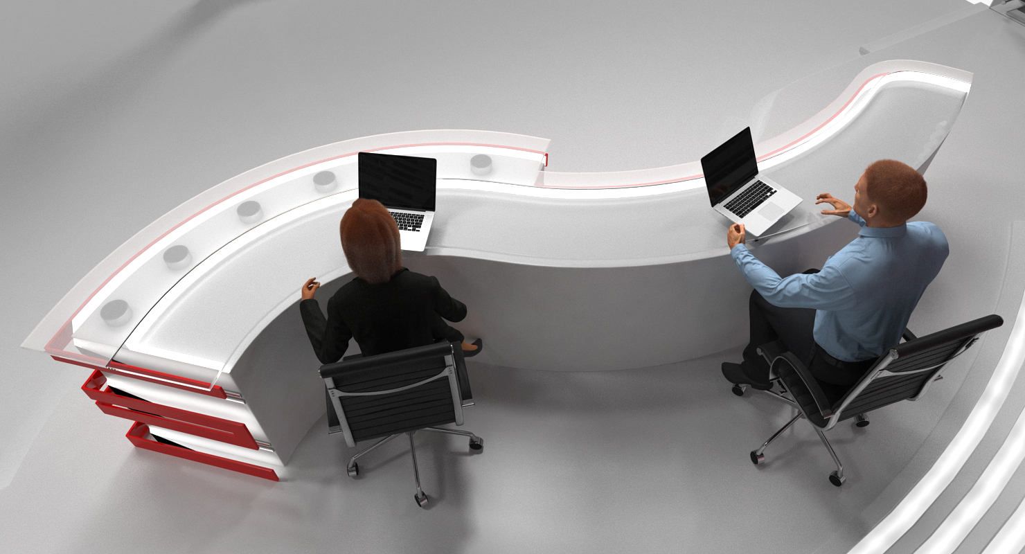 3D Big News TV Studio with Presenters Rigged