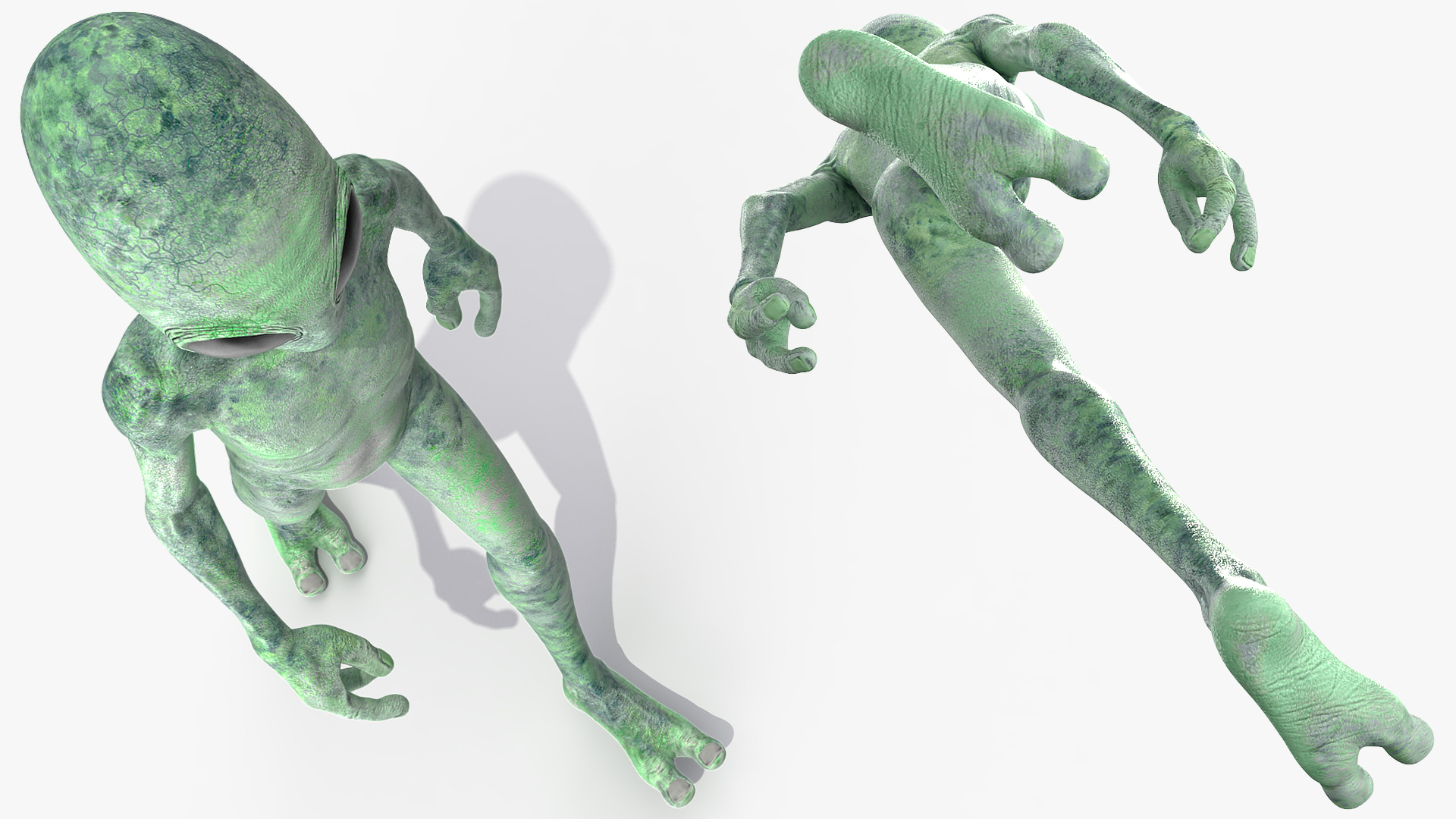 Green Alien Walking Pose 3D model