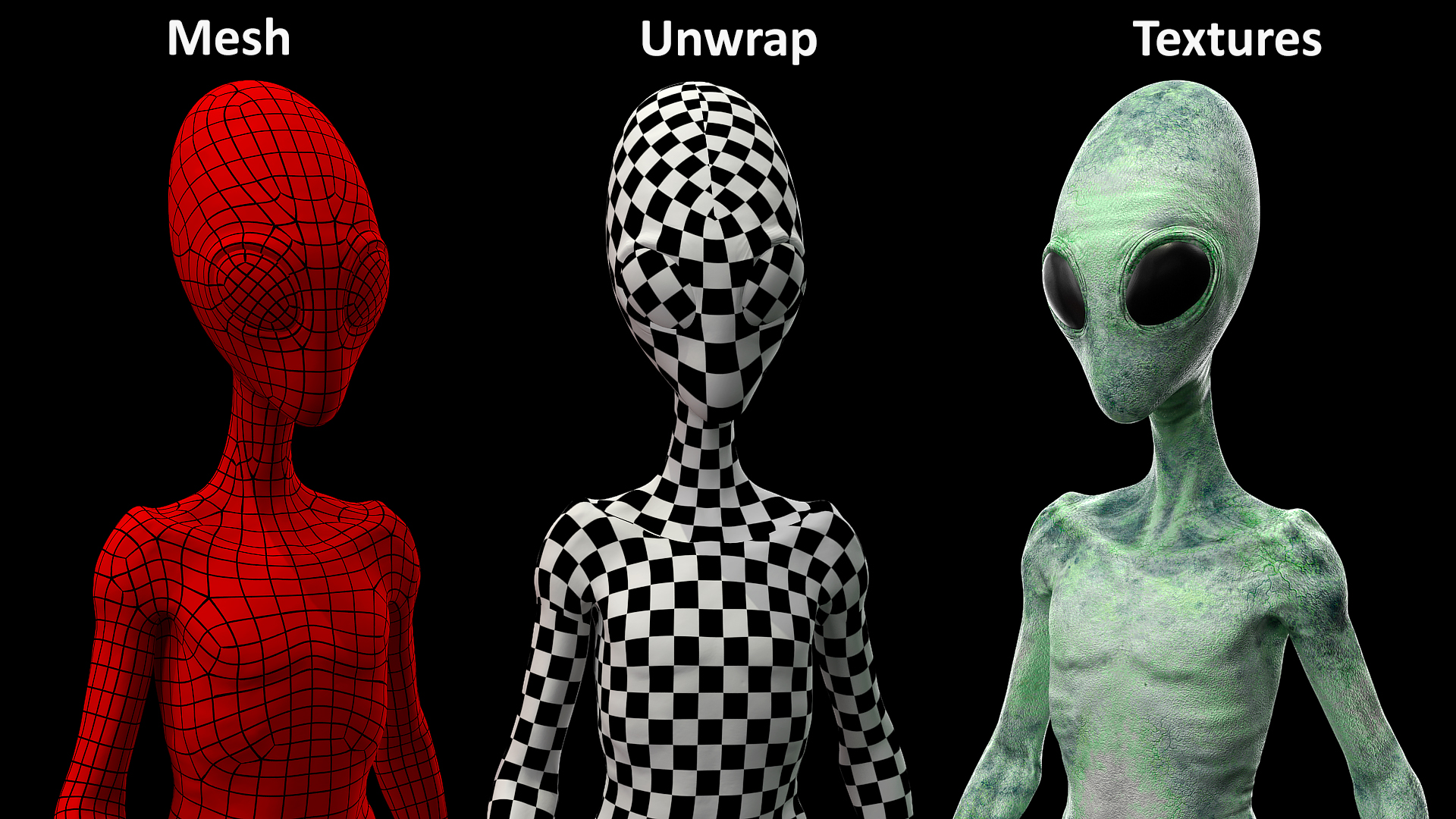 Green Alien Walking Pose 3D model