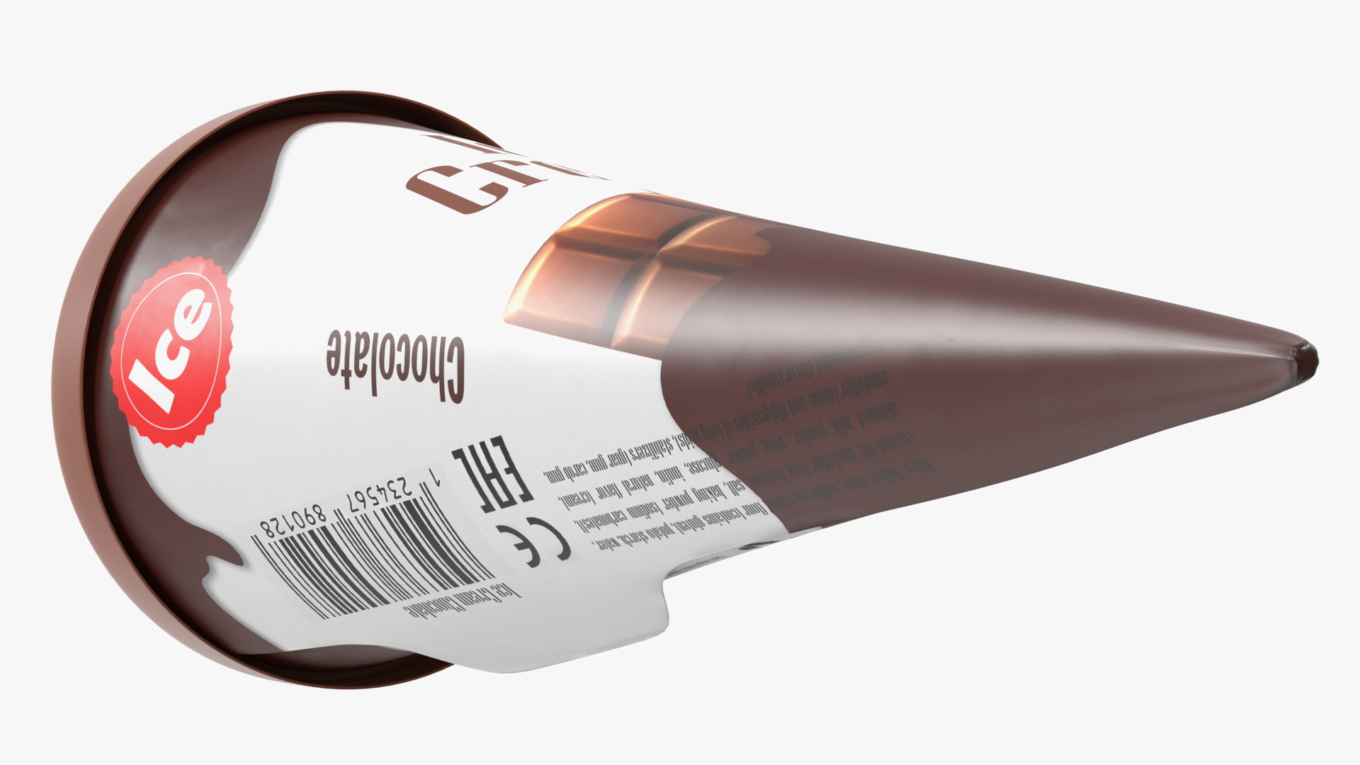 3D model Cone Ice Cream with Cap Mockup Chocolate