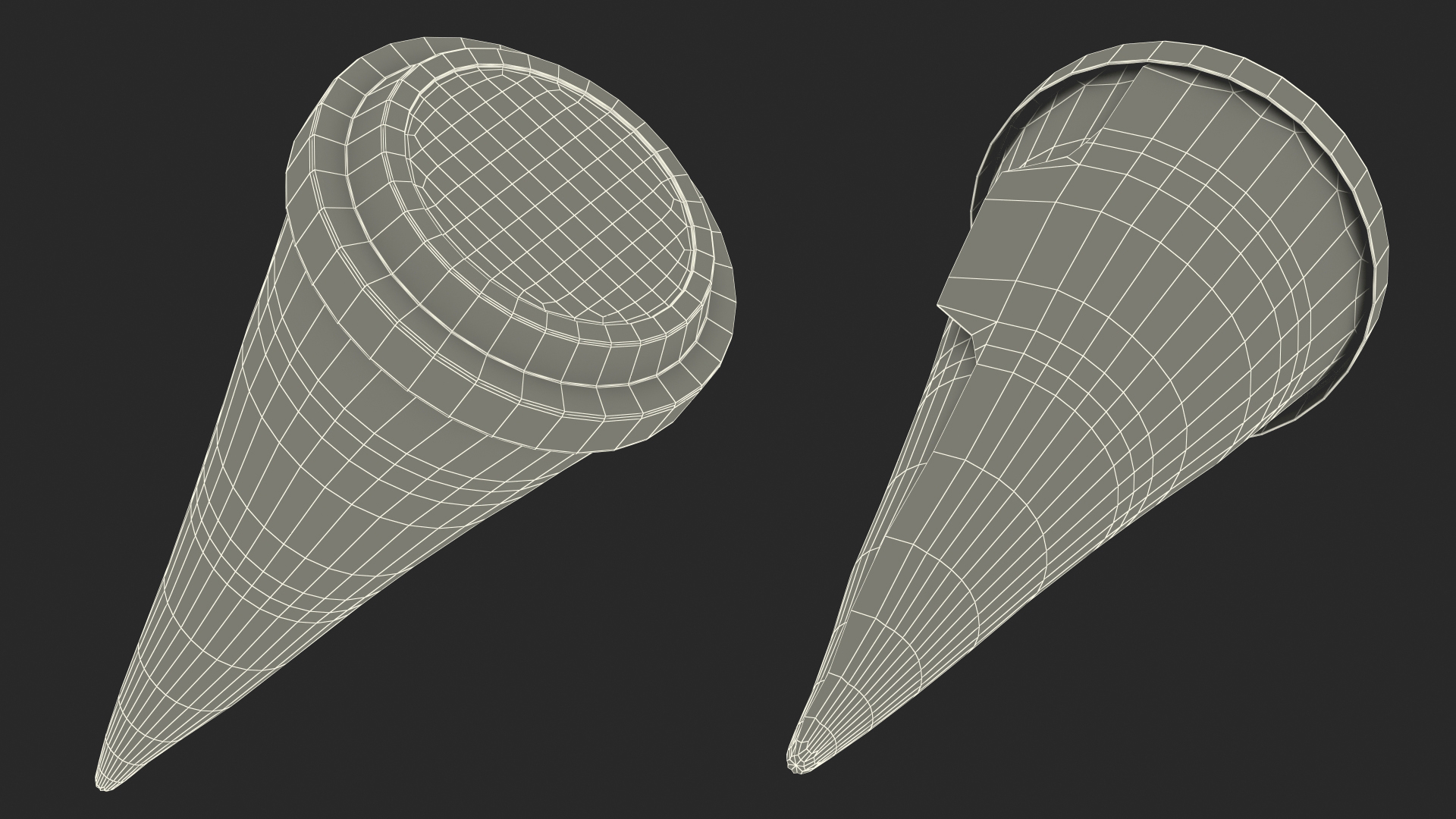 3D model Cone Ice Cream with Cap Mockup Chocolate