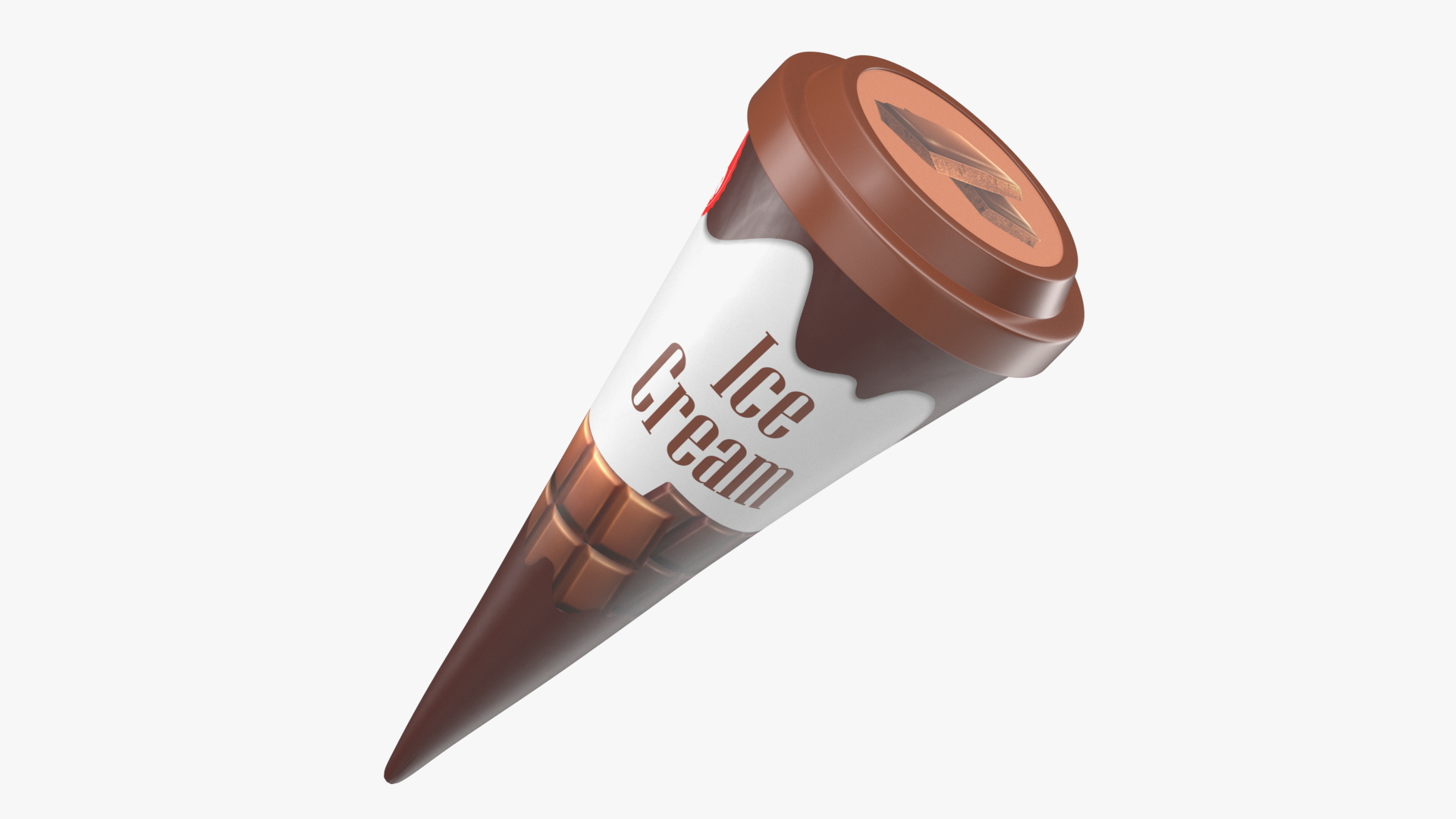 3D model Cone Ice Cream with Cap Mockup Chocolate