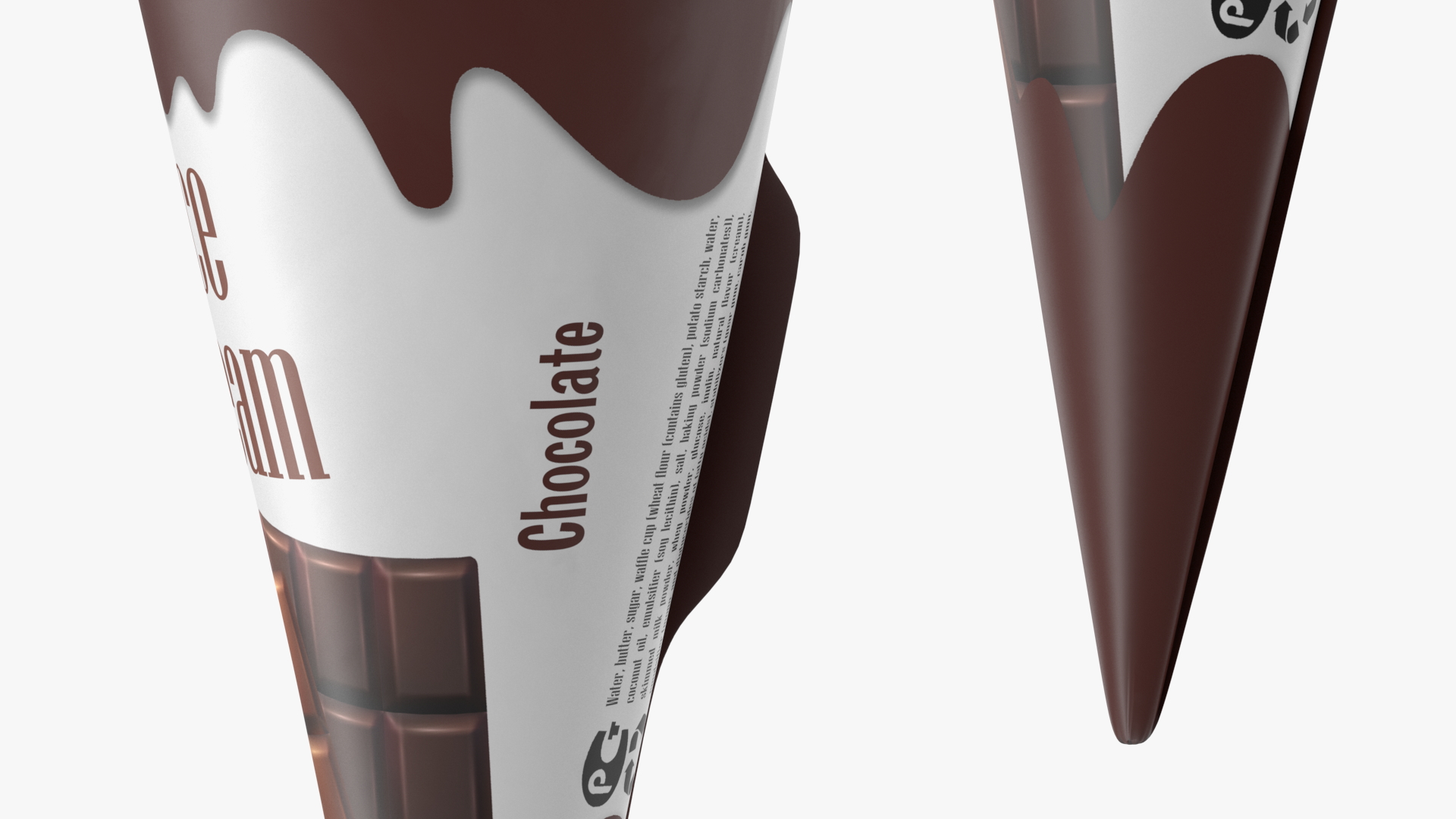 3D model Cone Ice Cream with Cap Mockup Chocolate