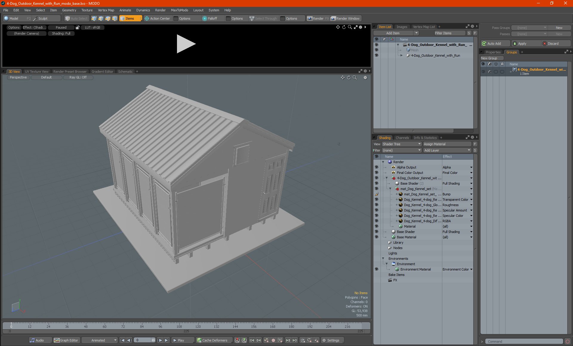 4-Dog Outdoor Kennel with Run 3D model