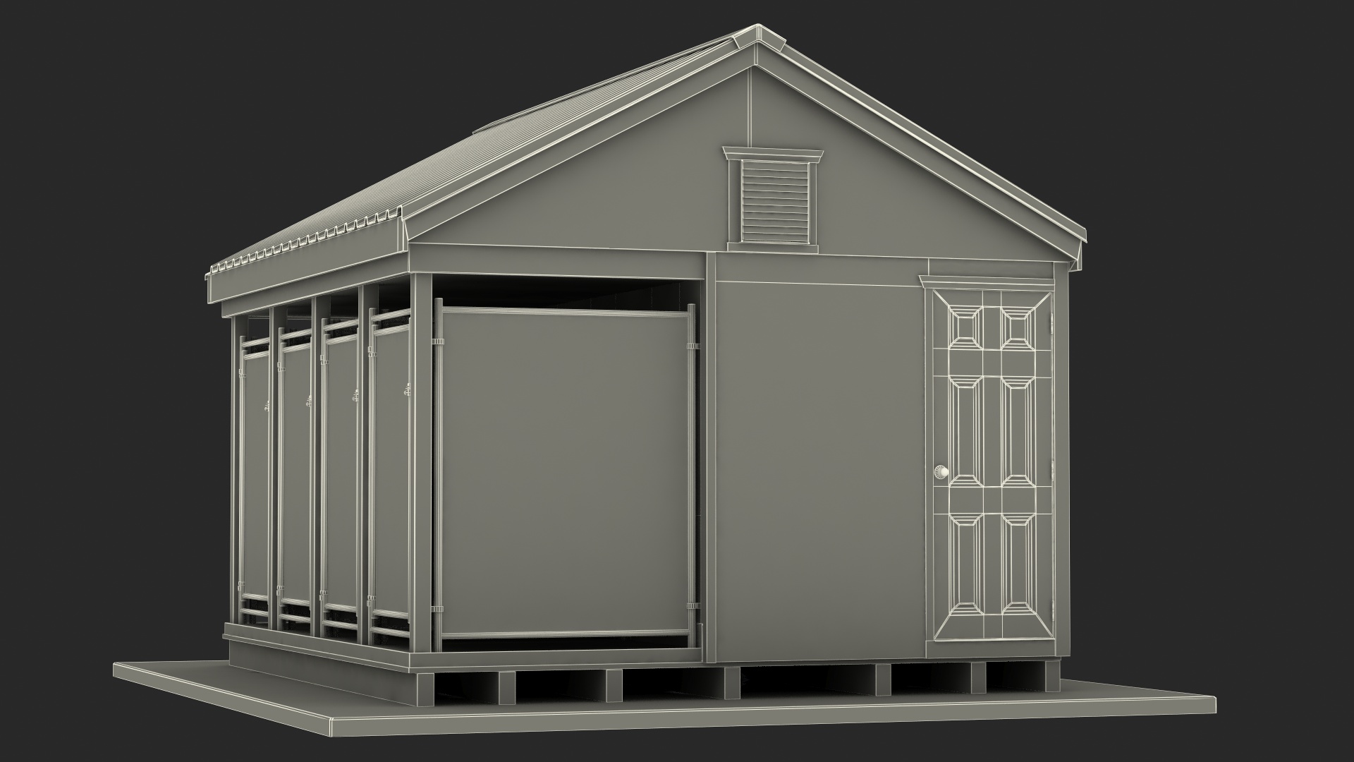 4-Dog Outdoor Kennel with Run 3D model