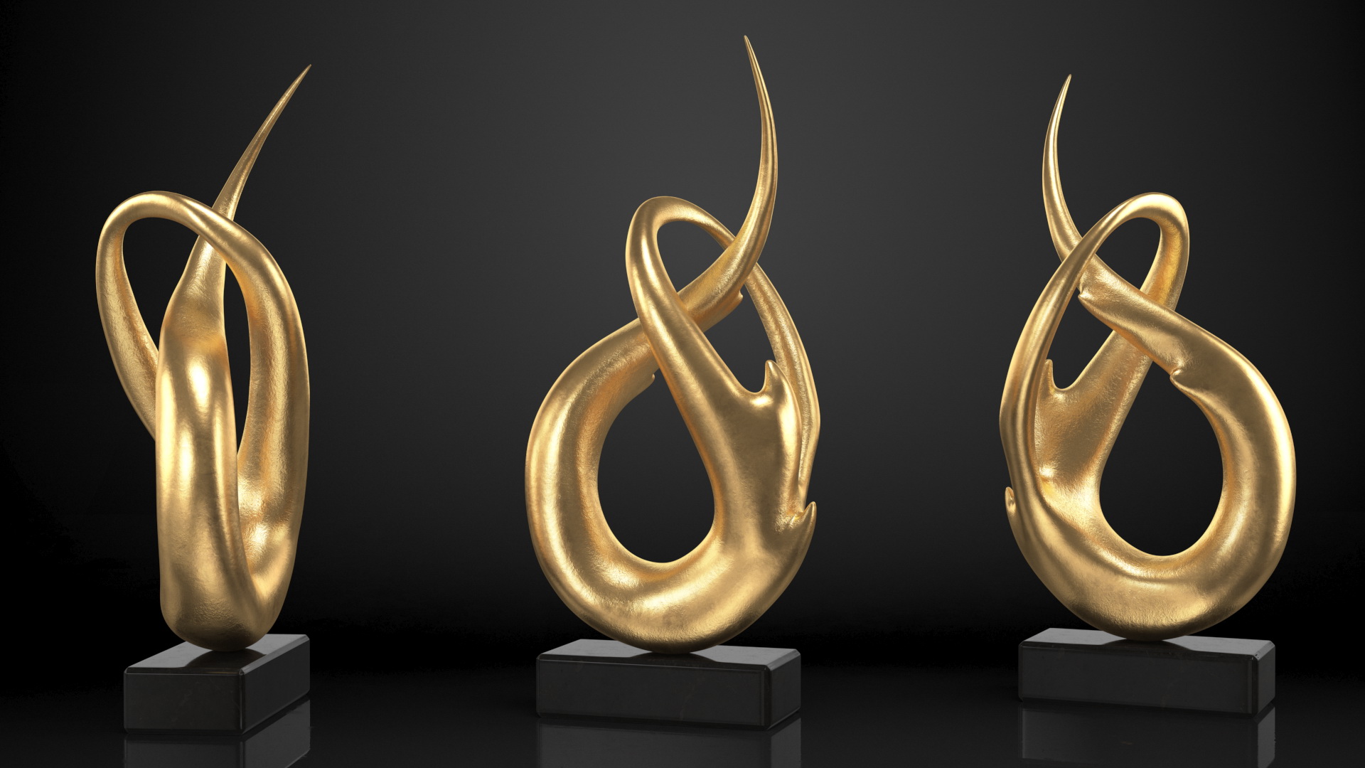 3D Golden Abstract Modern Sculpture Home Decoration model