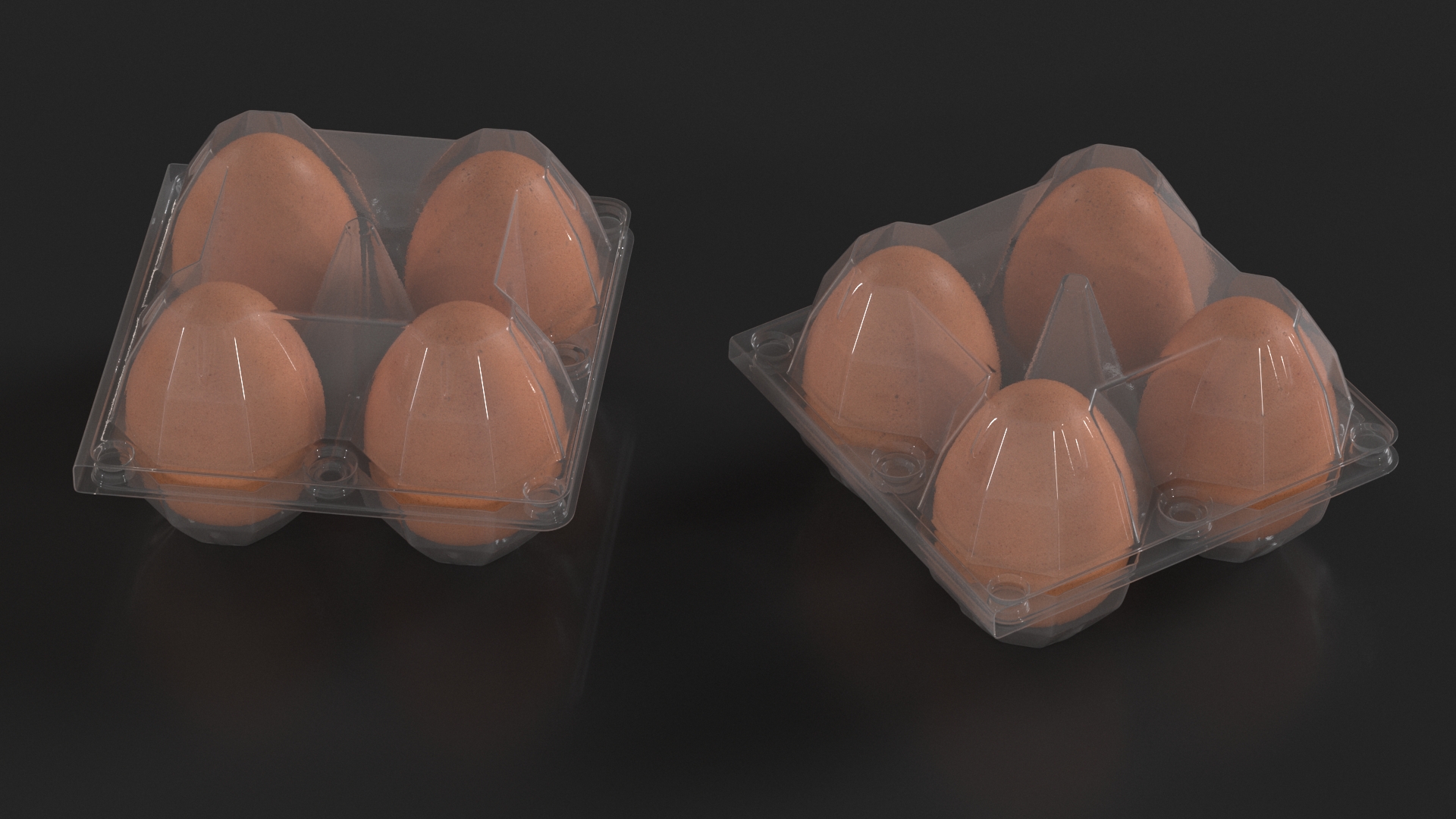 Plastic Egg Tray with 4 Brown Eggs 3D model