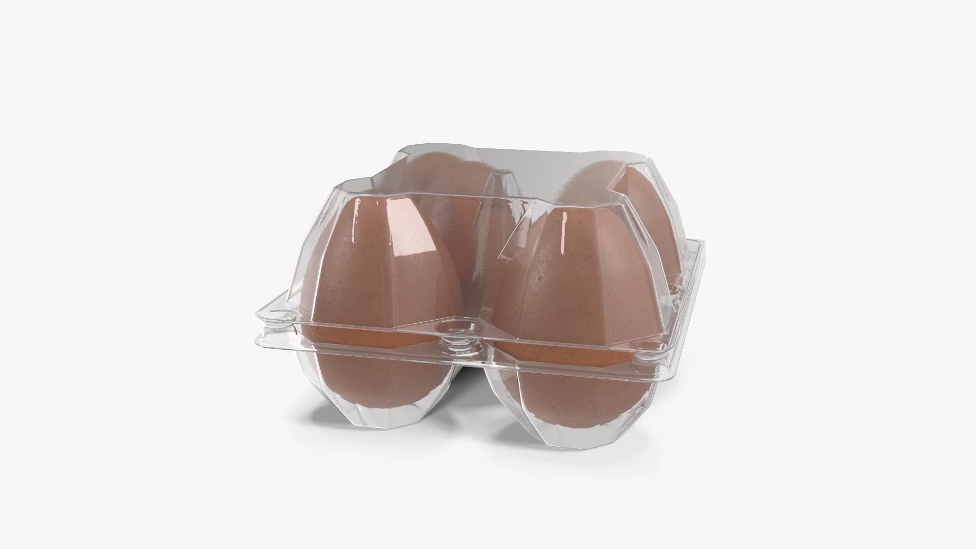 Plastic Egg Tray with 4 Brown Eggs 3D model