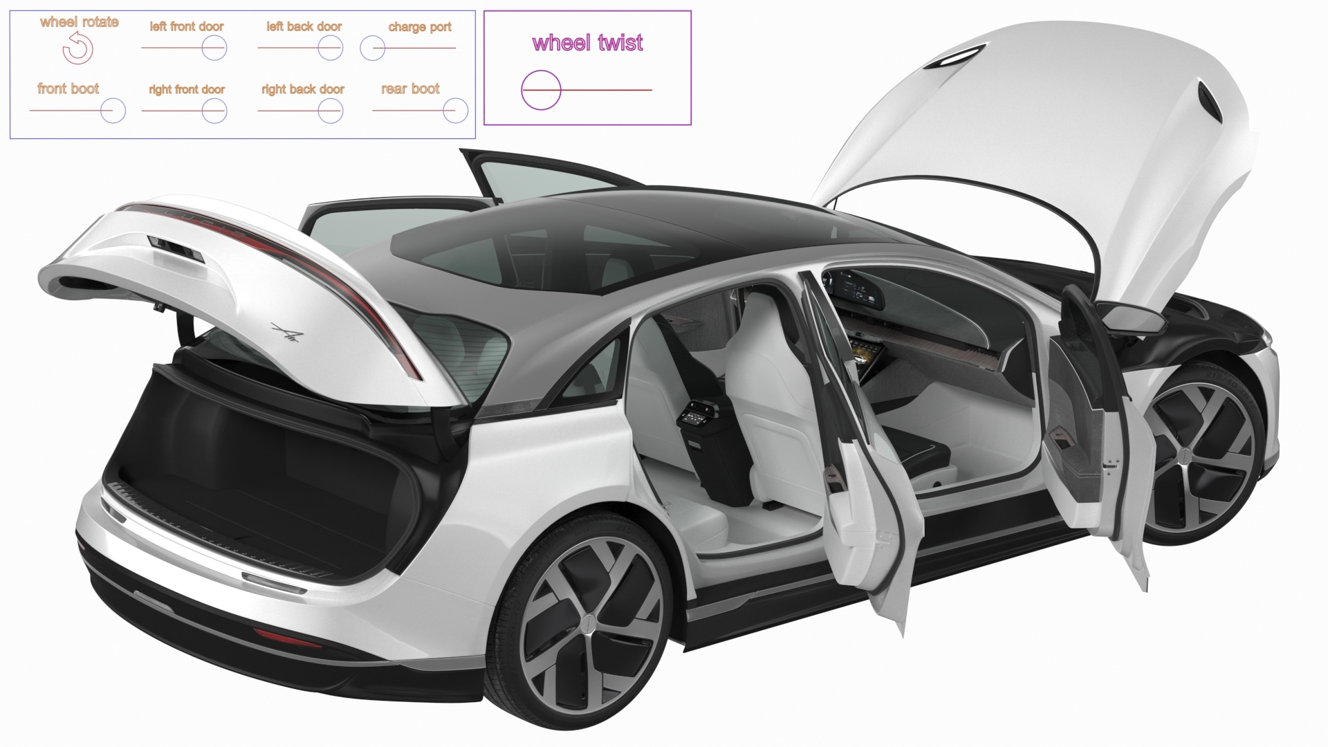 Electric Luxury Sedan Lucid Air Rigged for Maya 3D
