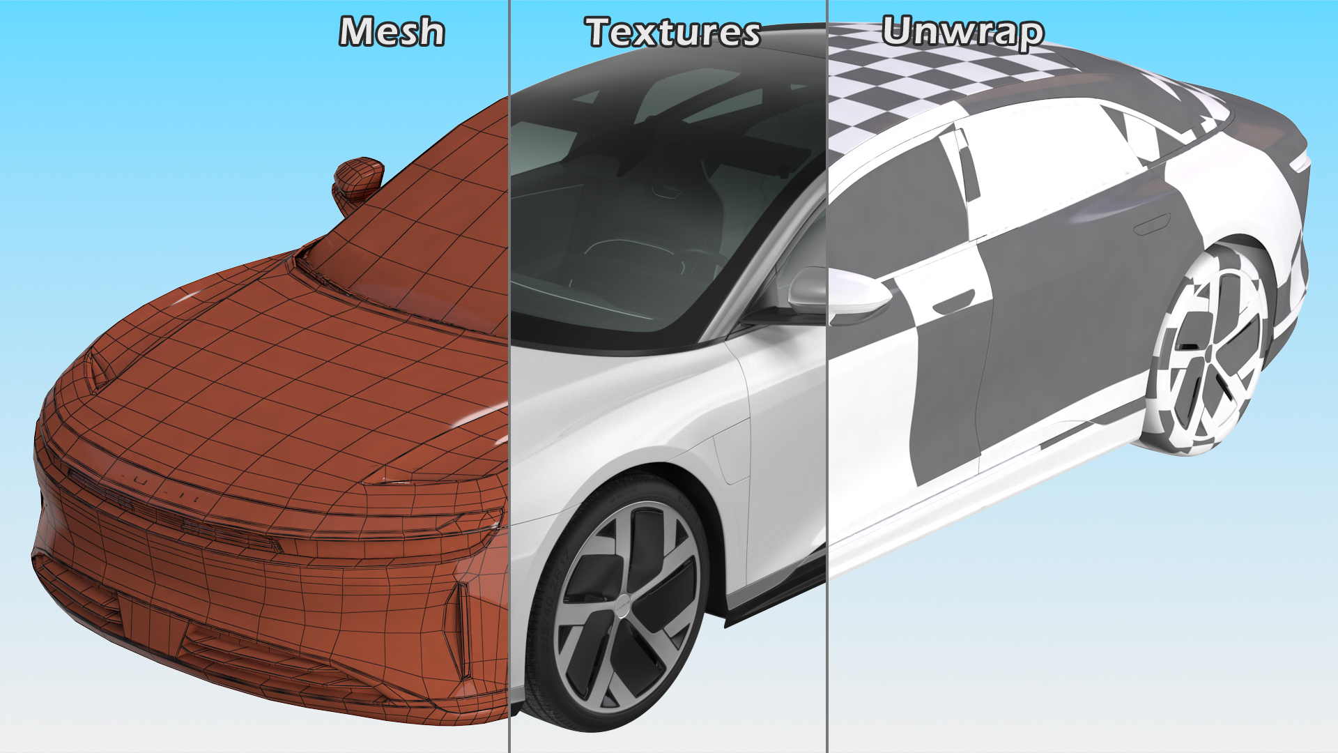 Electric Luxury Sedan Lucid Air Rigged for Maya 3D
