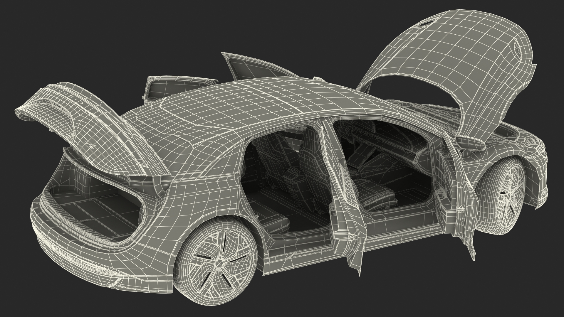 Electric Luxury Sedan Lucid Air Rigged for Maya 3D