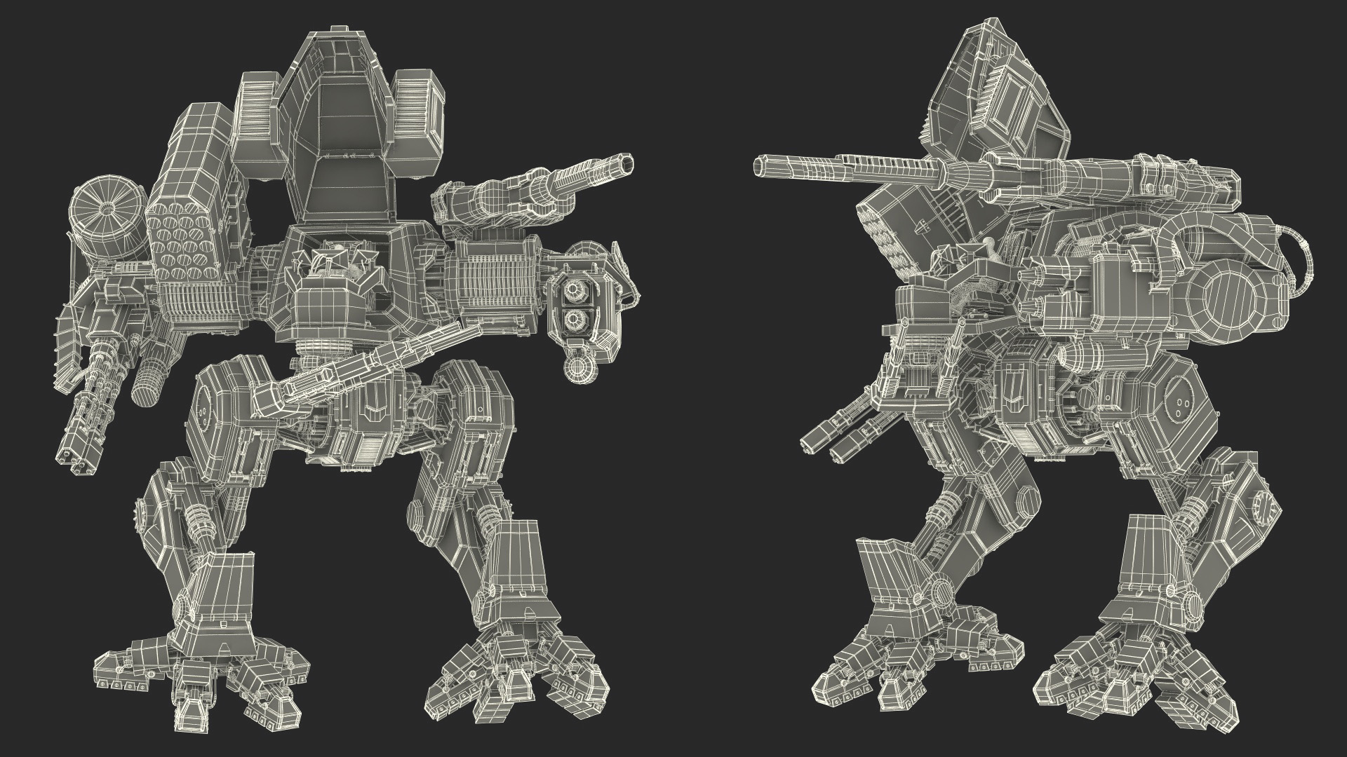 Giant Walking Robot Green Rigged 3D