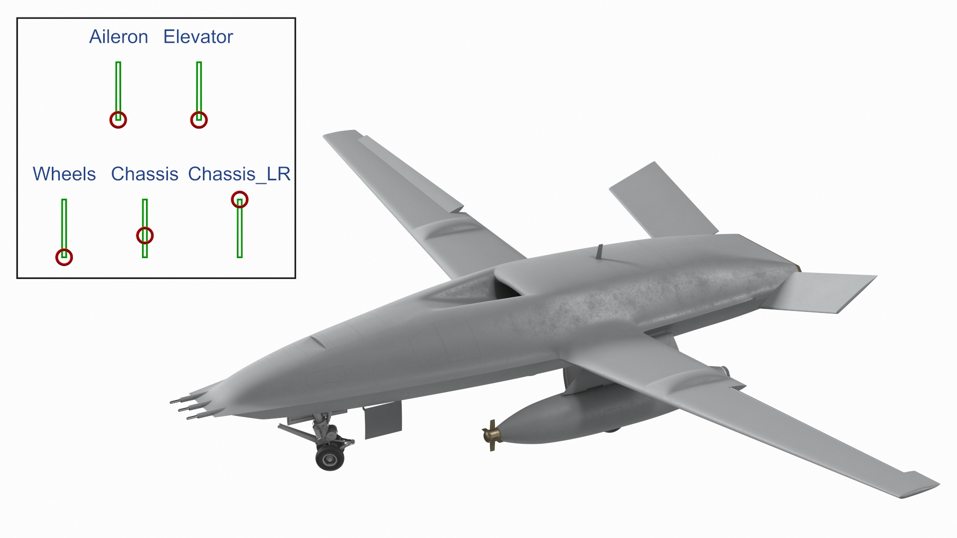 Aerial Refueling Drone Rigged 3D model