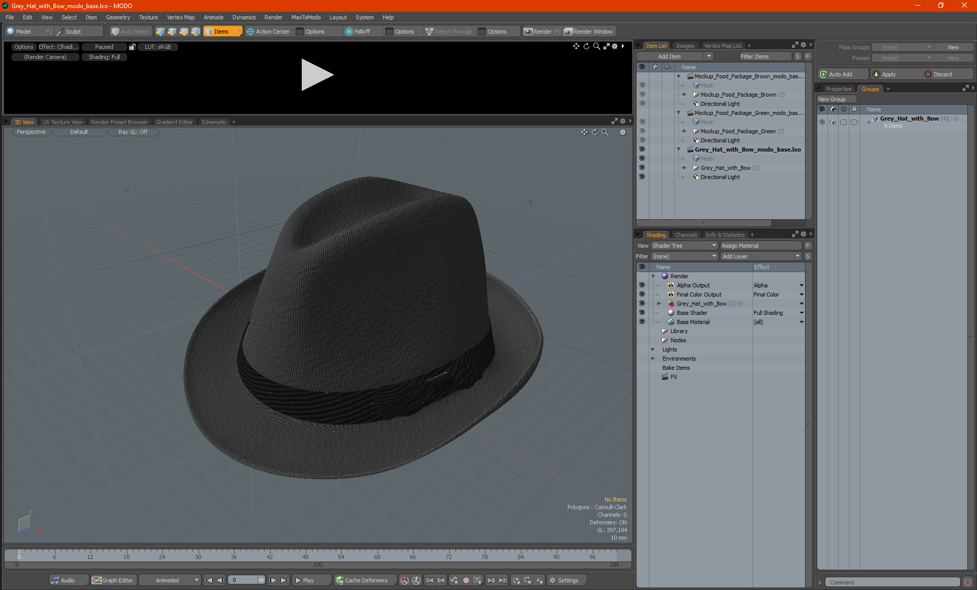 Grey Hat with Bow 3D