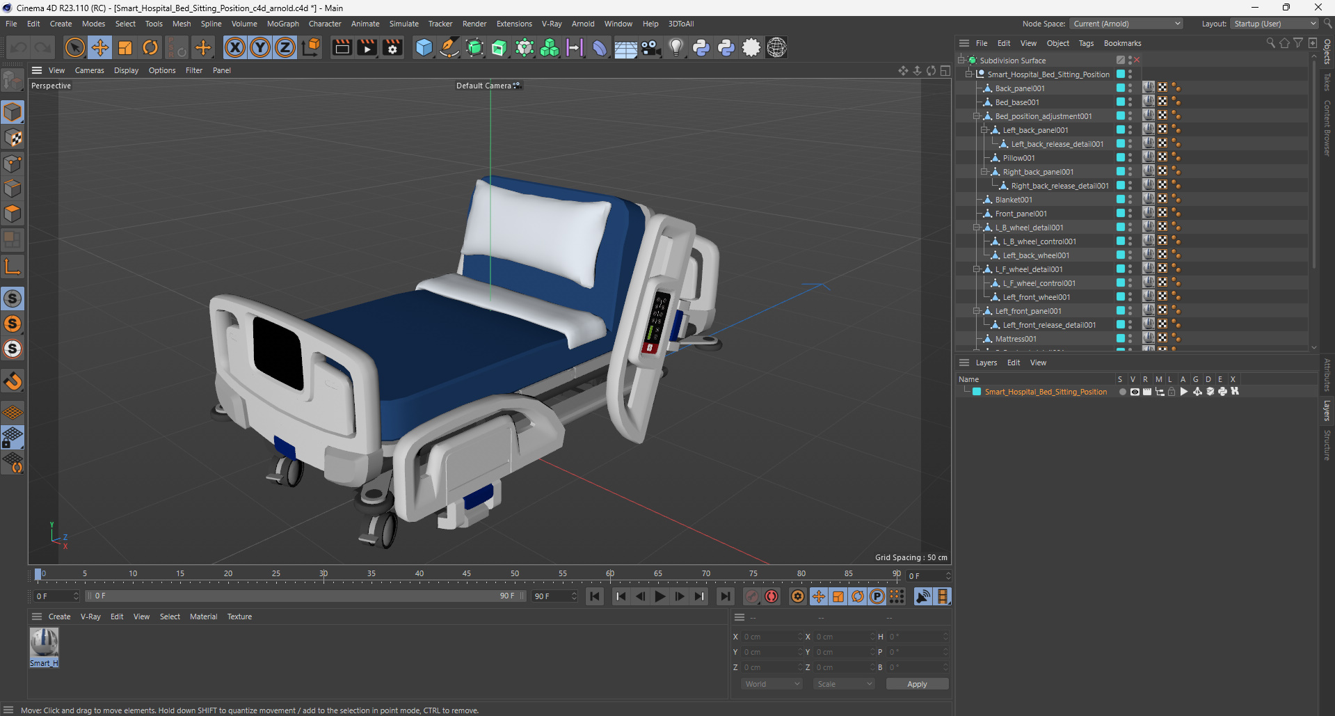 3D model Smart Hospital Bed Sitting Position